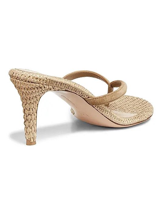 Gianvito Rossi os11x0126 Calypso 80mm Suede & Raffia Sandals in Beige Size US 11 / IT 41 - 3 Thumbnail