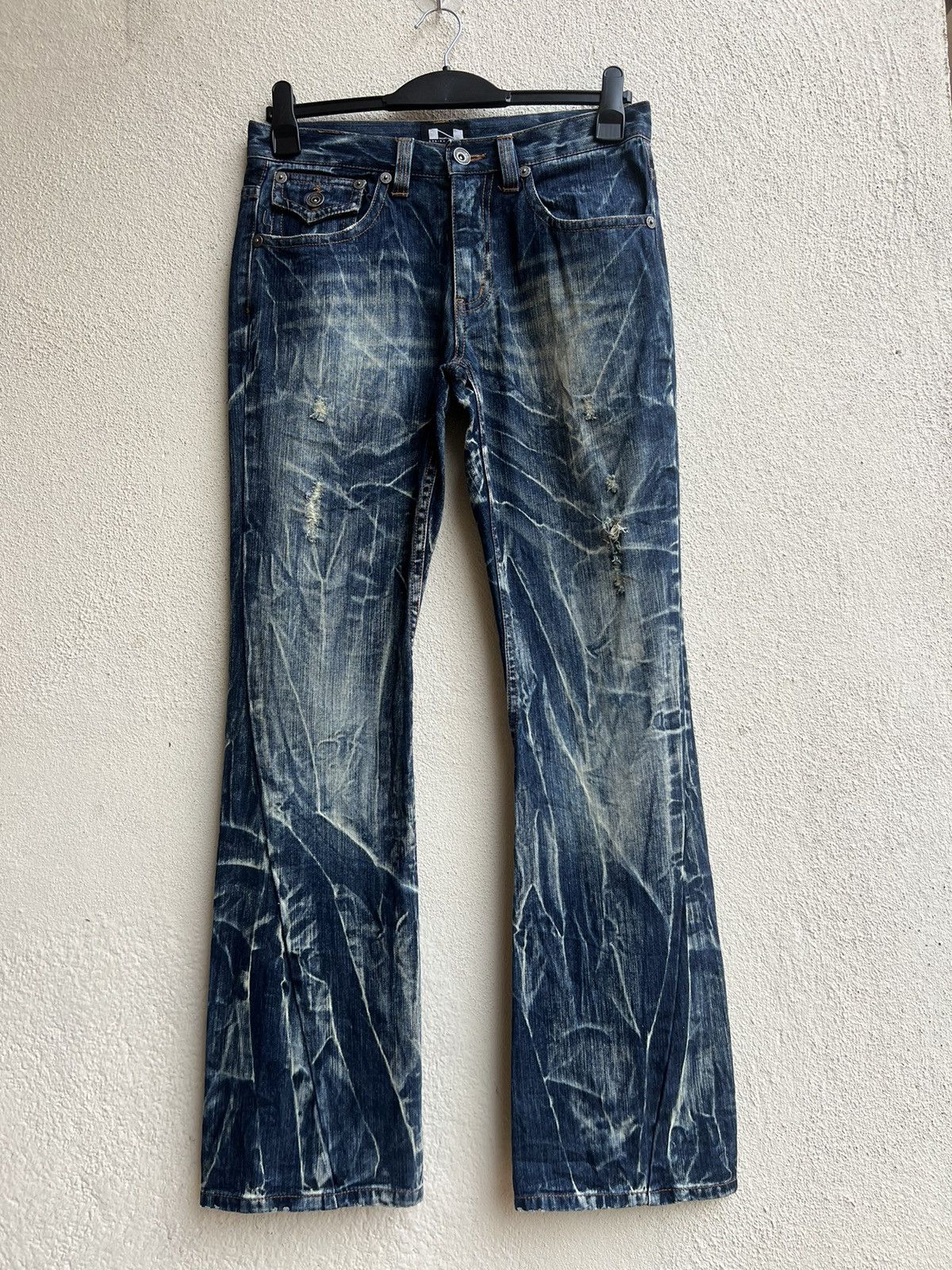 Vintage Nylus Japan Rips Discharge Denim Bootcut Jeans Flare Size US 30 / EU 46 - 6 Thumbnail