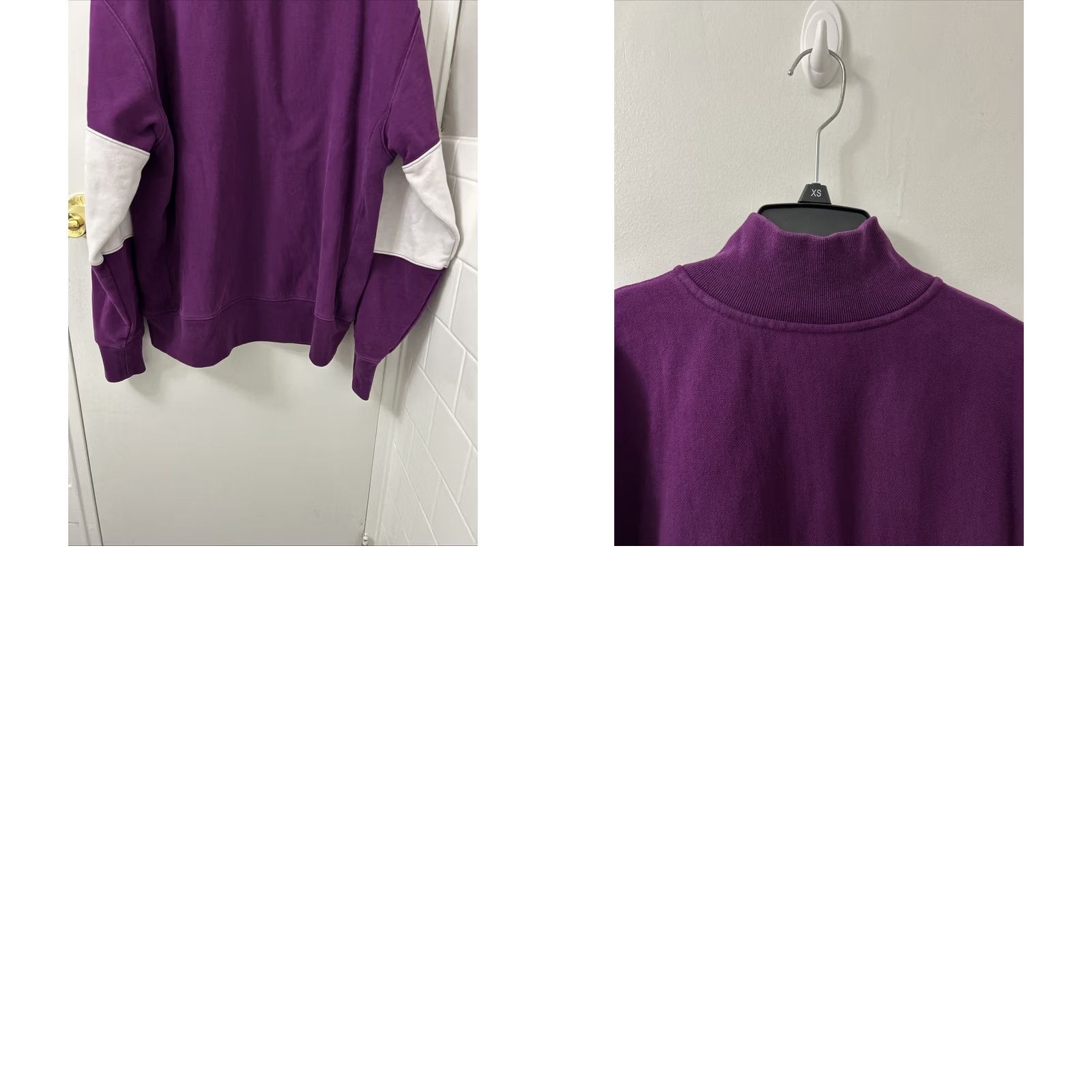 Champion Champion Reverse Weave 1/4 Zip Mens Large Purple Sweater Sweatshirt L/S Pullover Knit Crewneck Collar Zip Closure Regular Cotton Blend Size US L / EU 52-54 / 3 - 9 Thumbnail