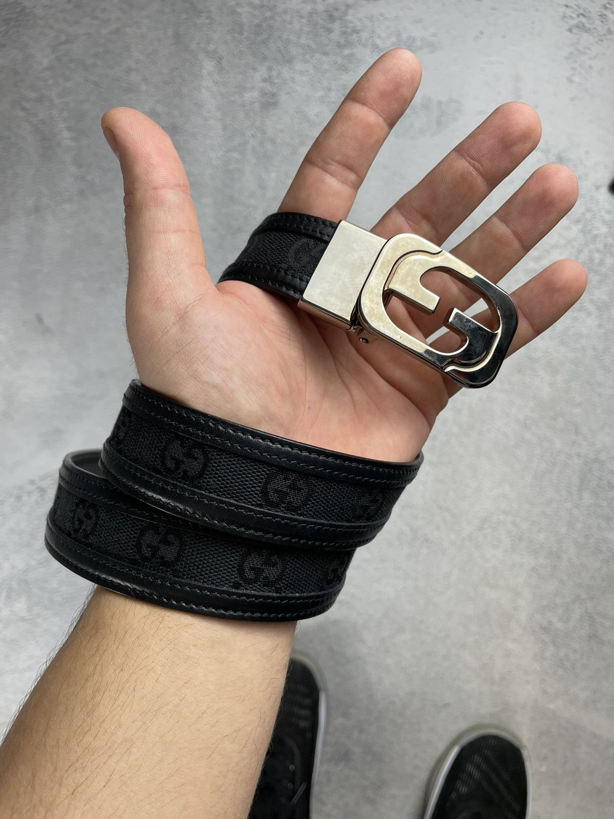 Gucci × Vintage Gucci Vintage Monogram Black Belt oldmoney Size ONE SIZE - 1 Thumbnail