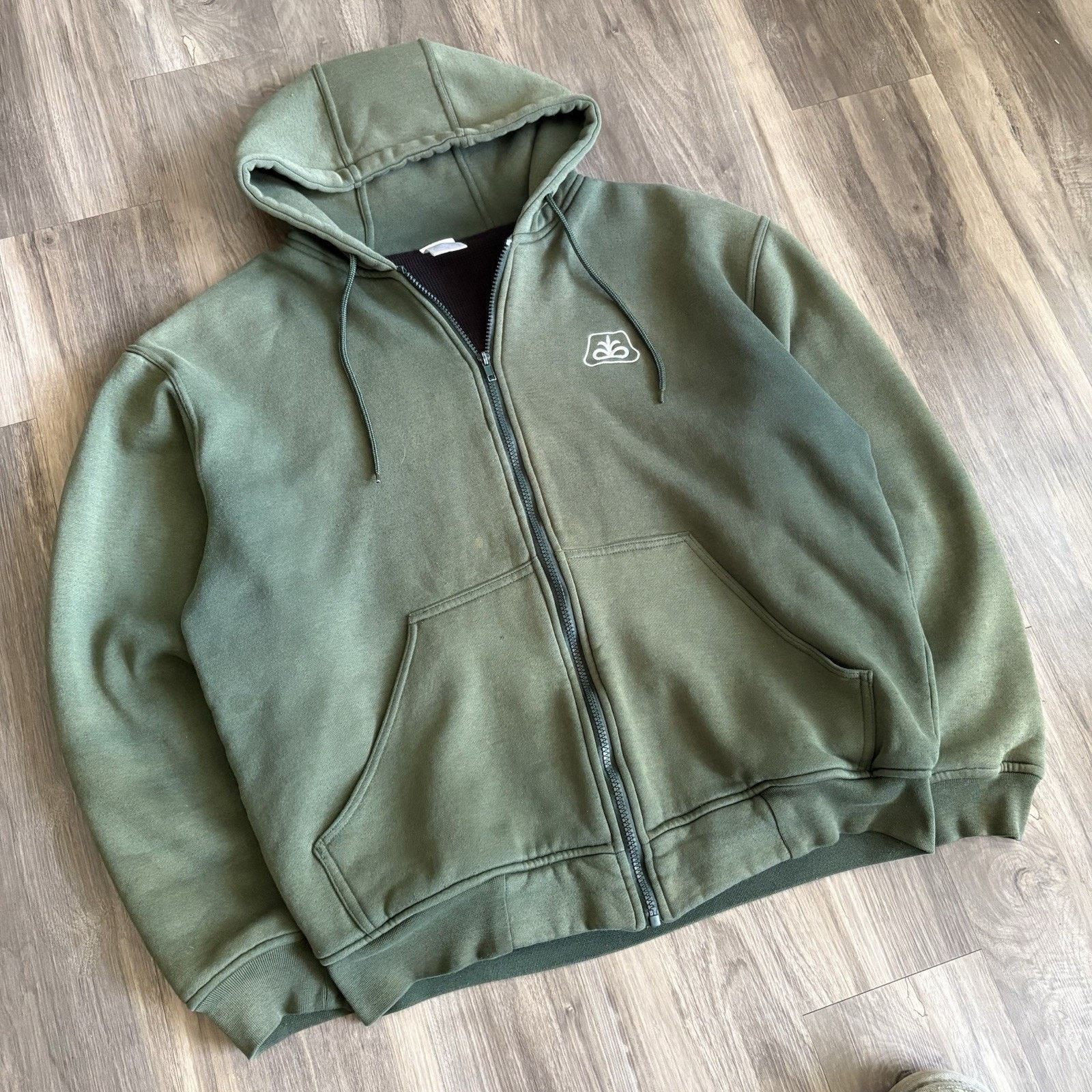 Vintage Vintage Faded Green Waffle Lined Hoodie Size L Distressed Size US L / EU 52-54 / 3 - 2 Thumbnail
