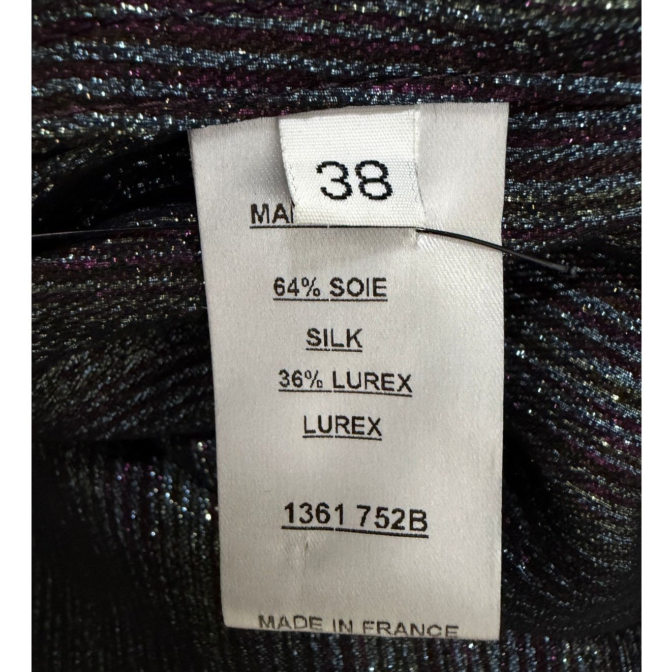 Balmain Balmain Paris Women's Silk Blend Glitter Stripe Shirt Size S / US 4 / IT 40 - 4 Thumbnail