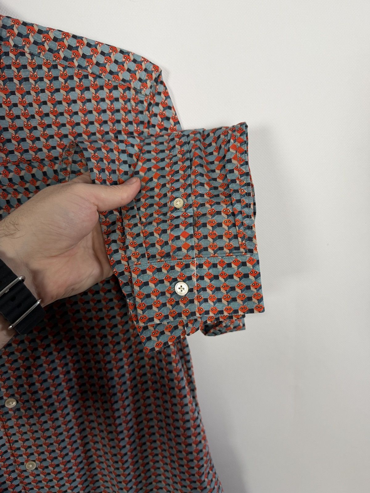 Paul Smith Paul Smith Long Sleeve Geometric Shirt Button Up Slim Fit Size US M / EU 48-50 / 2 - 6 Thumbnail