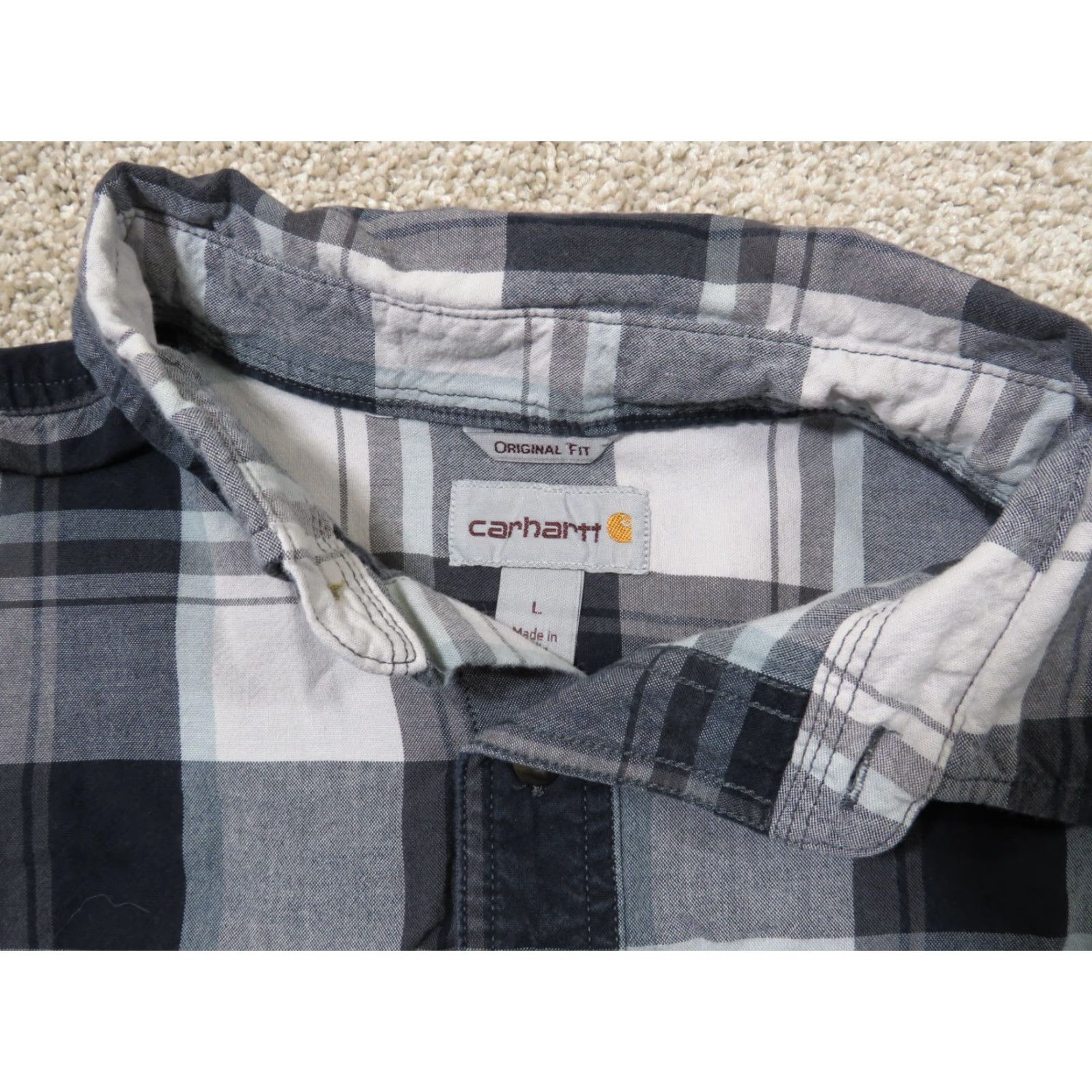 Carhartt Carhartt Shirt Men’s Original Fit L Black White Plaid Button-Up Workwear Shirt Size US L / EU 52-54 / 3 - 4 Thumbnail