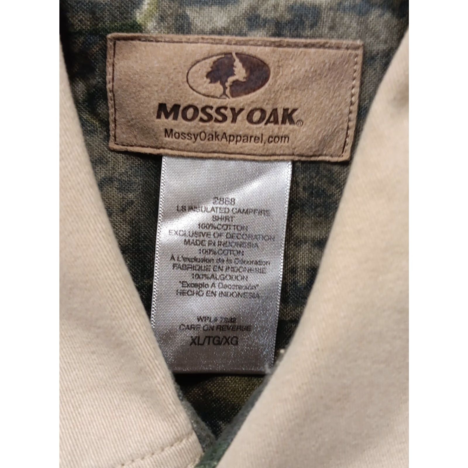 Vintage Mossy Oak Shirt-Jacket XL Beige Long Sleeve Button-Up Canvas Cotton Pocketed Regular Mens Size US XL / EU 56 / 4 - 6 Thumbnail