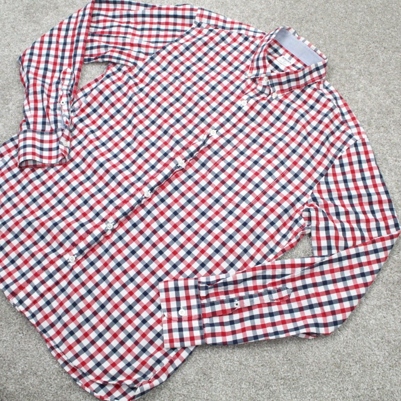 Bonobos Bonobos Shirt Mens Large Red/Blue/White Check Slim Fit Cotton L/S Button Down Size US L / EU 52-54 / 3 - 3 Thumbnail