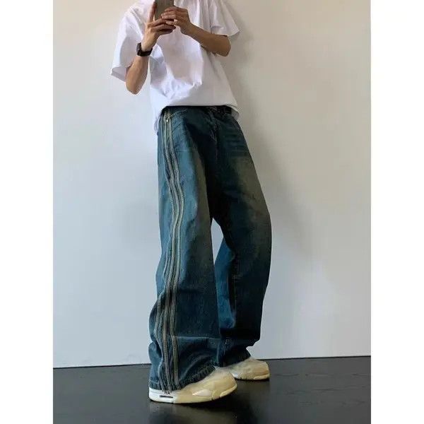 Japanese Brand Fumina x Mami Blue Street Wash Distressed Straight Jeans Size US 32 / EU 48 - 5 Thumbnail