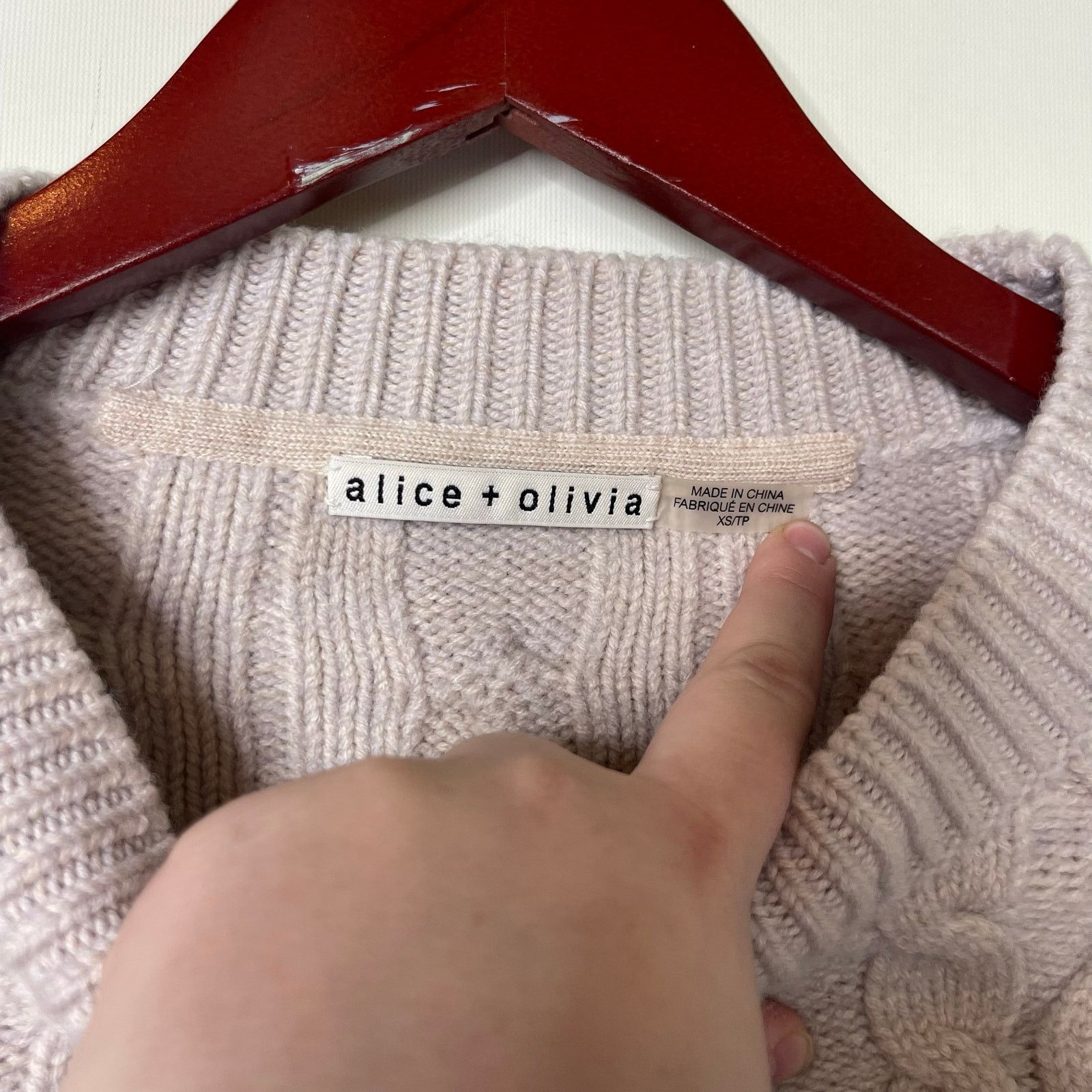 Alice + Olivia ALICE + OLIVIA Kala Cropped Cable-Knit Sweater light Almond Size XS / US 0-2 / IT 36-38 - 2 Thumbnail