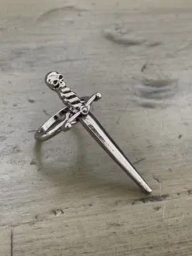 Vintage Skull Dagger Punk Ring Size ONE SIZE - 1 Thumbnail