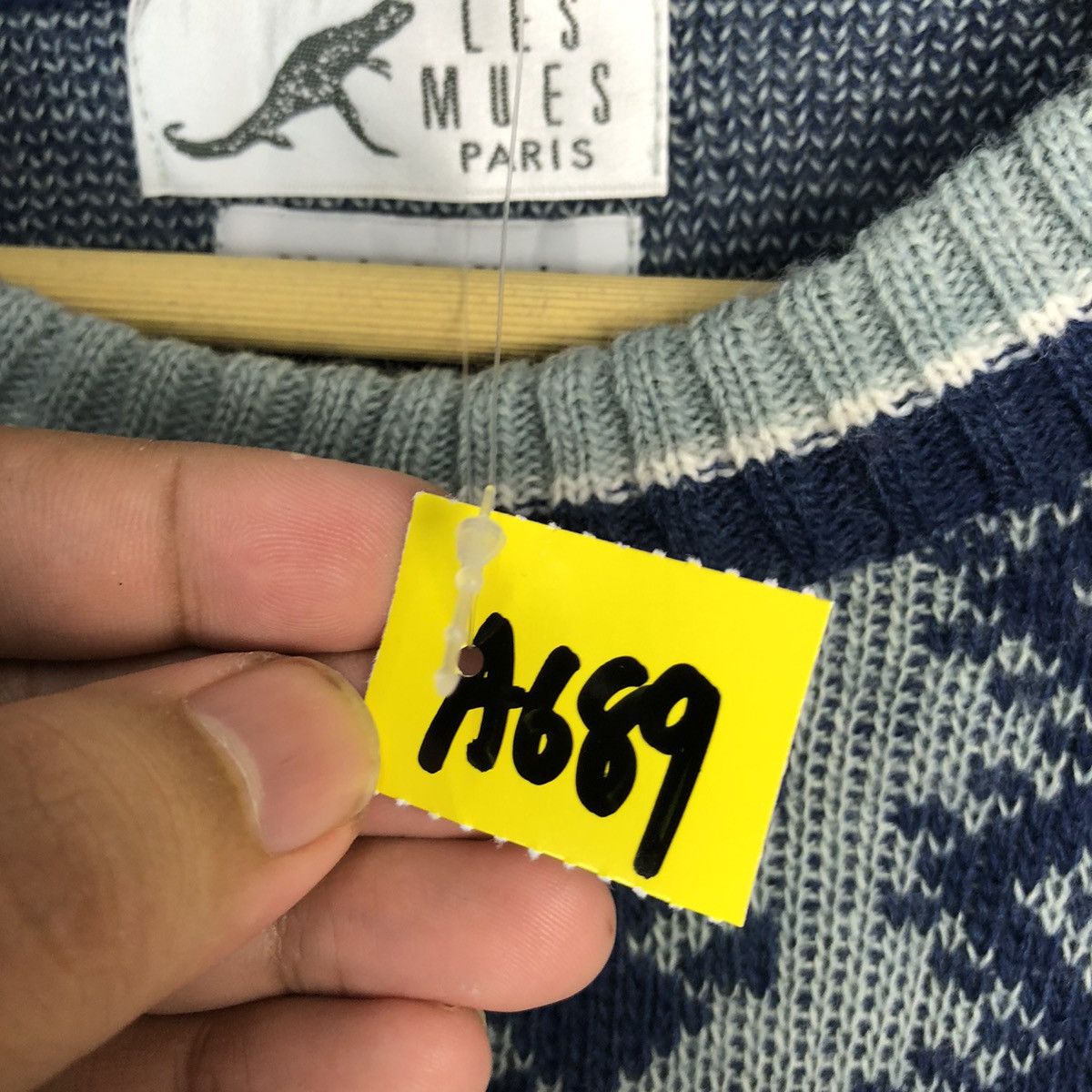 Homespun Knitwear Les Mues Paris Blue Knitwear sweatshirt #A689 Size US L / EU 52-54 / 3 - 11 Thumbnail