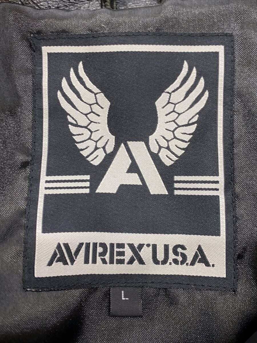 Avirex Plain Sheep Leather Jacket Blouson Black