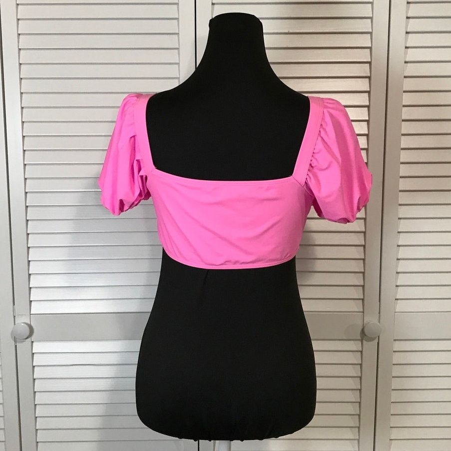 Other Wild Pink High Performance Swimwear Puff Sleeve Top L Size L / US 10 / IT 46 - 2 Thumbnail