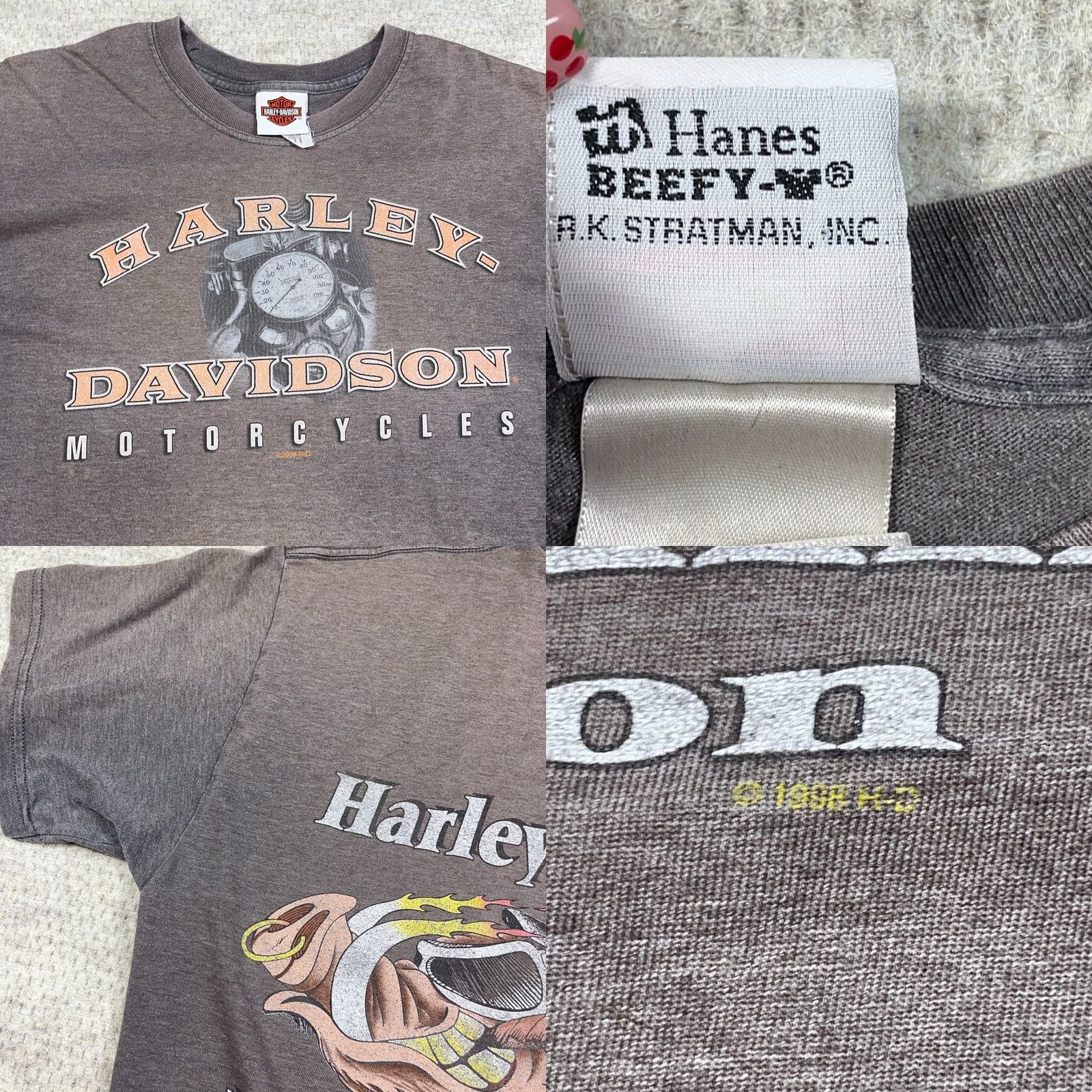 Harley Davidson Vintage Harley-Davidson Shirt Men L Gray Sun Faded Hog Pig Grunge Worn Grunge Logo 80s Retro Biker USA Short Sleeve Crew Neck T-Shirt Cotton Jersey Size US L / EU 52-54 / 3 - 9 Thumbnail