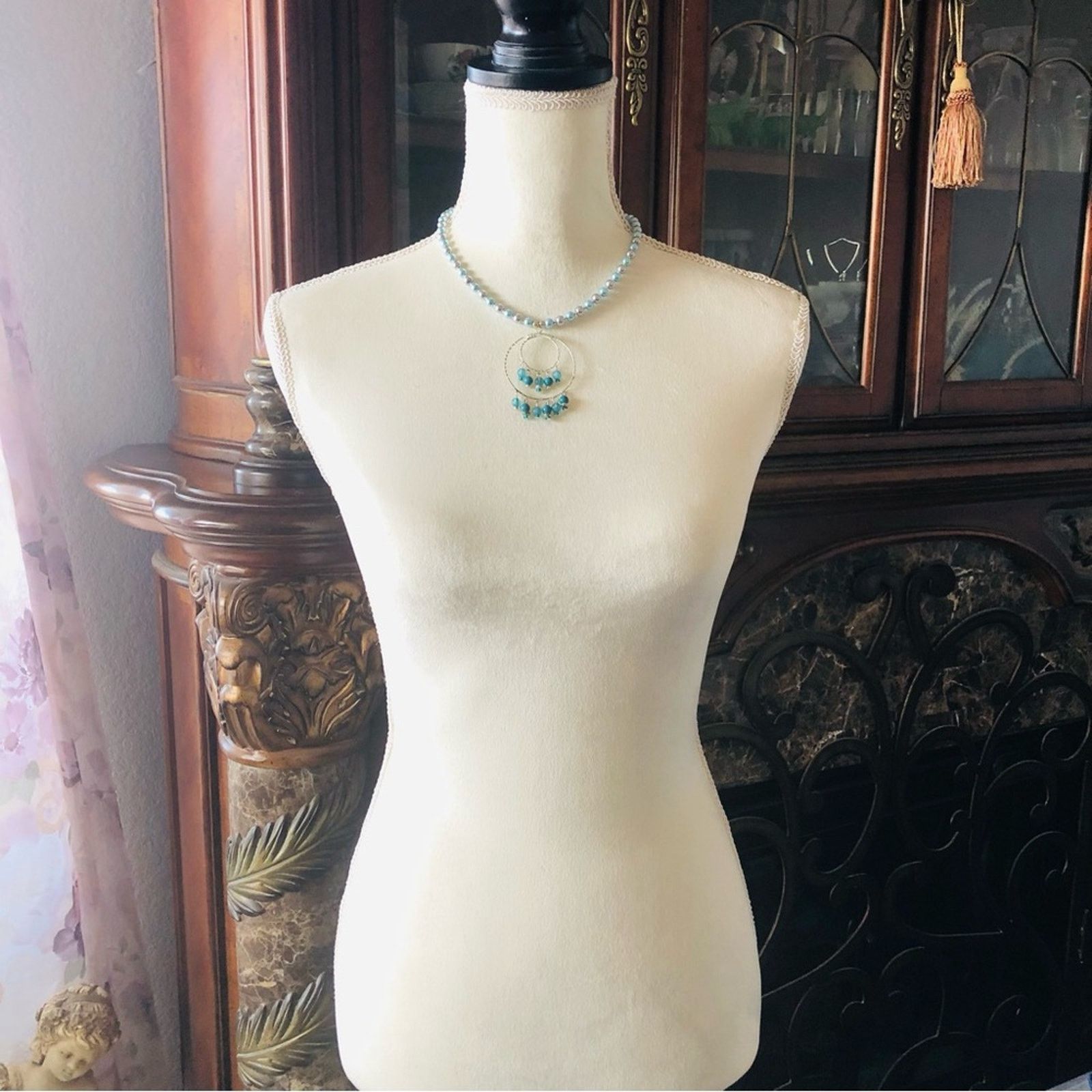 Handmade Handcrafted repurpose hand wired medallion Pearl necklace Size ONE SIZE - 6 Thumbnail