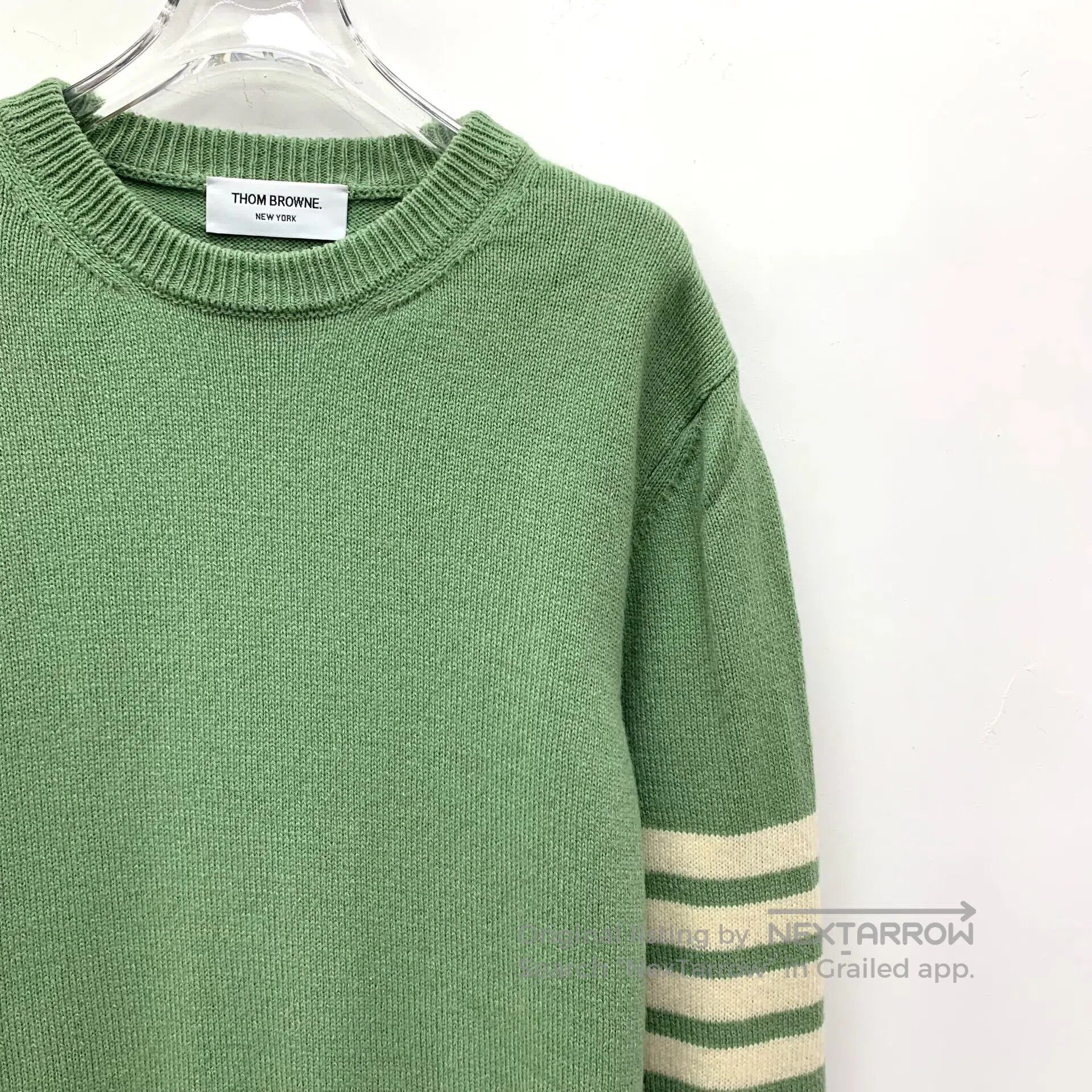 Thom Browne Thom Browne Green Classic Stripe Wool Round Neck Long Slee Size US M / EU 48-50 / 2 - 3 Thumbnail