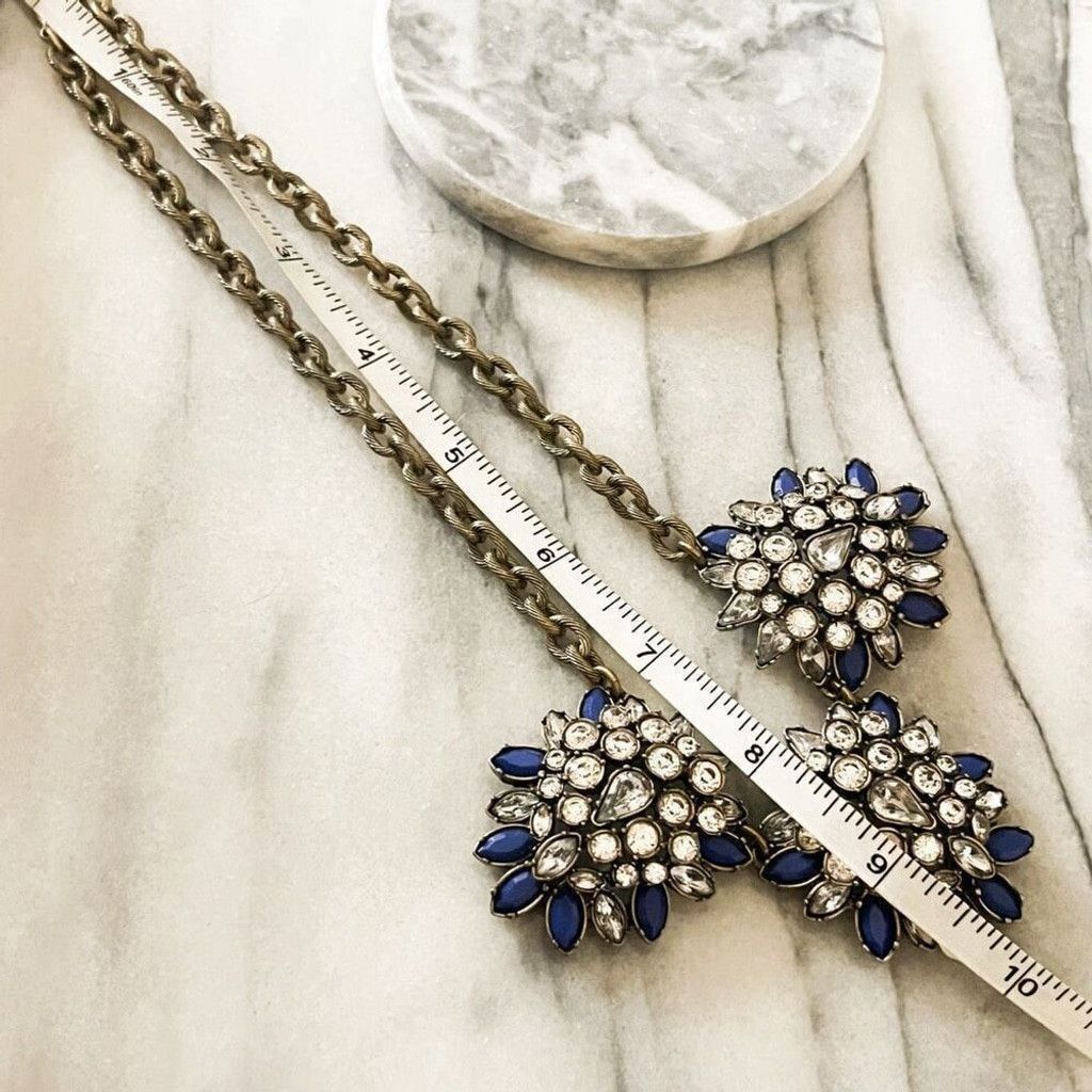 Loft LOFT Statement Necklace Blue Clear Silver Toned Metal Size ONE SIZE - 7 Thumbnail
