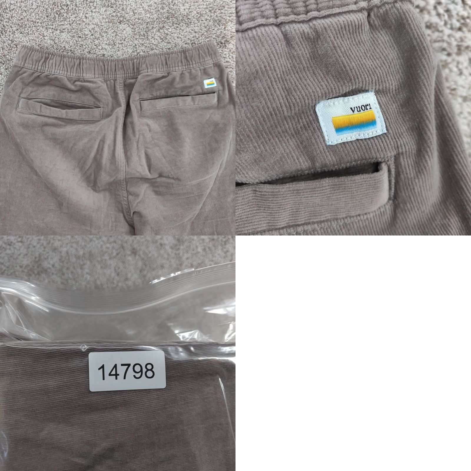 Vuori Vuori Mens Pants Chino Corduroy Brown 30x30 Regular Inseam 30 Elastic Waist Comfort Pockets Size US 31 - 10 Thumbnail