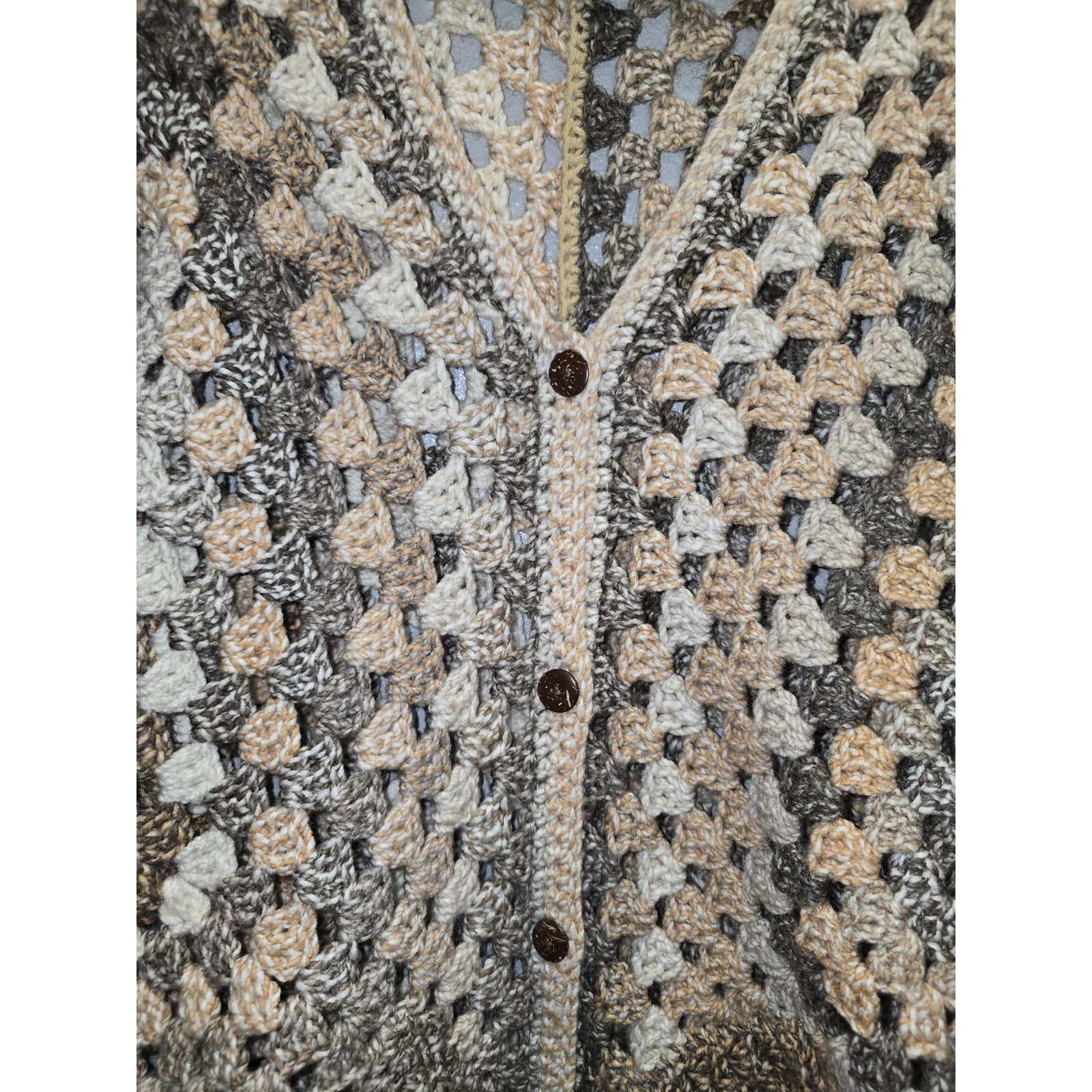 Other Boho Knitwear Cardigan Brown Ombre Oversized Crochet Sweater Size ONE SIZE - 4 Thumbnail