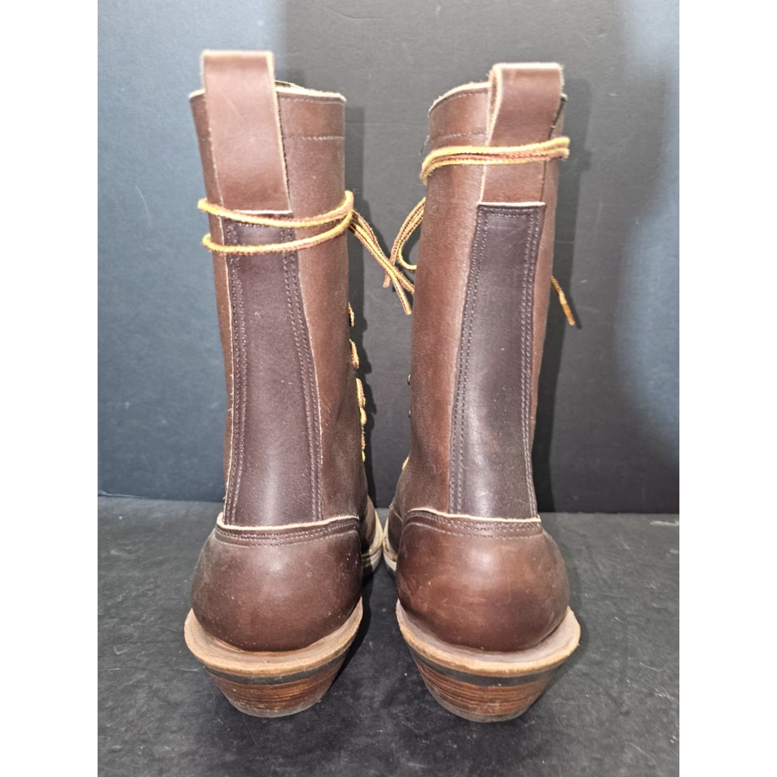 Vintage Hathorn Boot Mfg White's Brown Leather Packer Logger Style Boots Mens Sz 4 1/2 D Lace-Up Calf High - Leather, Arch Support, Slip Resistant, Button Up? Size US 5 / EU 37 - 4 Thumbnail