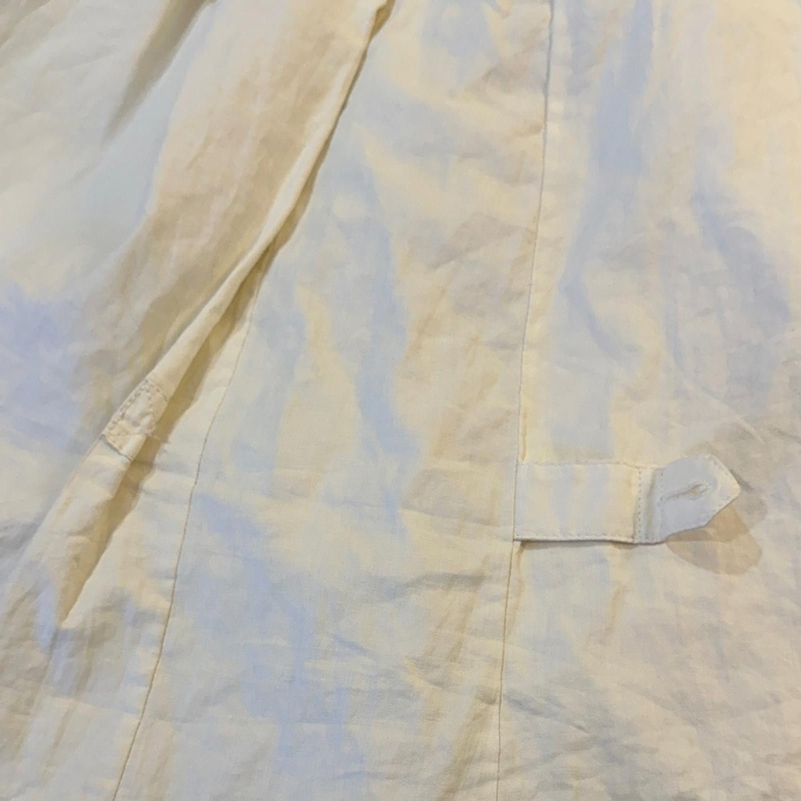 Other Lafayette 148 Small Waxy Linen Trench Coat Women Cream Belt Size S / US 4 / IT 40 - 5 Thumbnail
