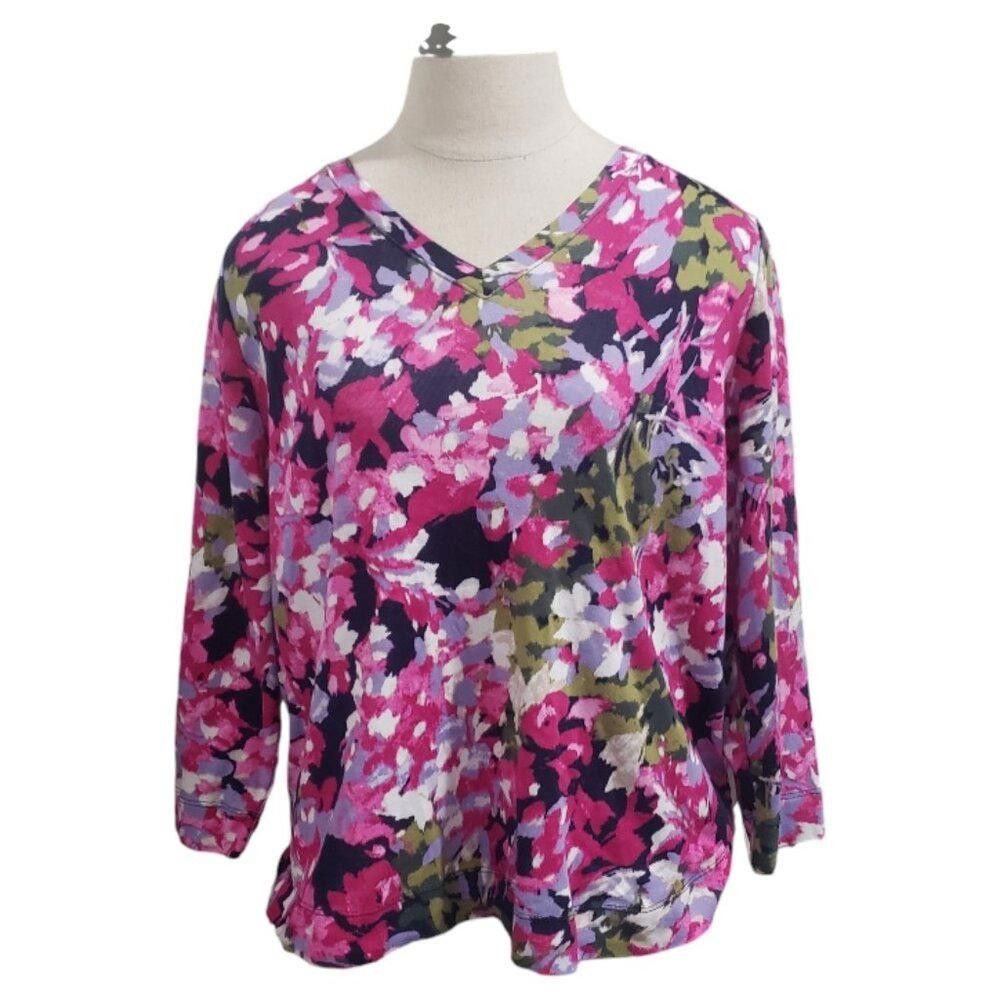 Chicos CT1841 Chico's Floral Long Sleeve V-neck Top M Size M / US 6-8 / IT 42-44 - 1 Thumbnail