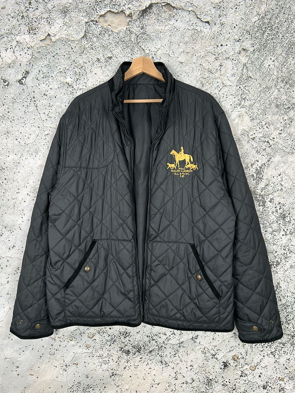 image of Vintage Polo Ralph Laurent Quilted Reversible Parkas Jacket in Black, Men's (Size XL)