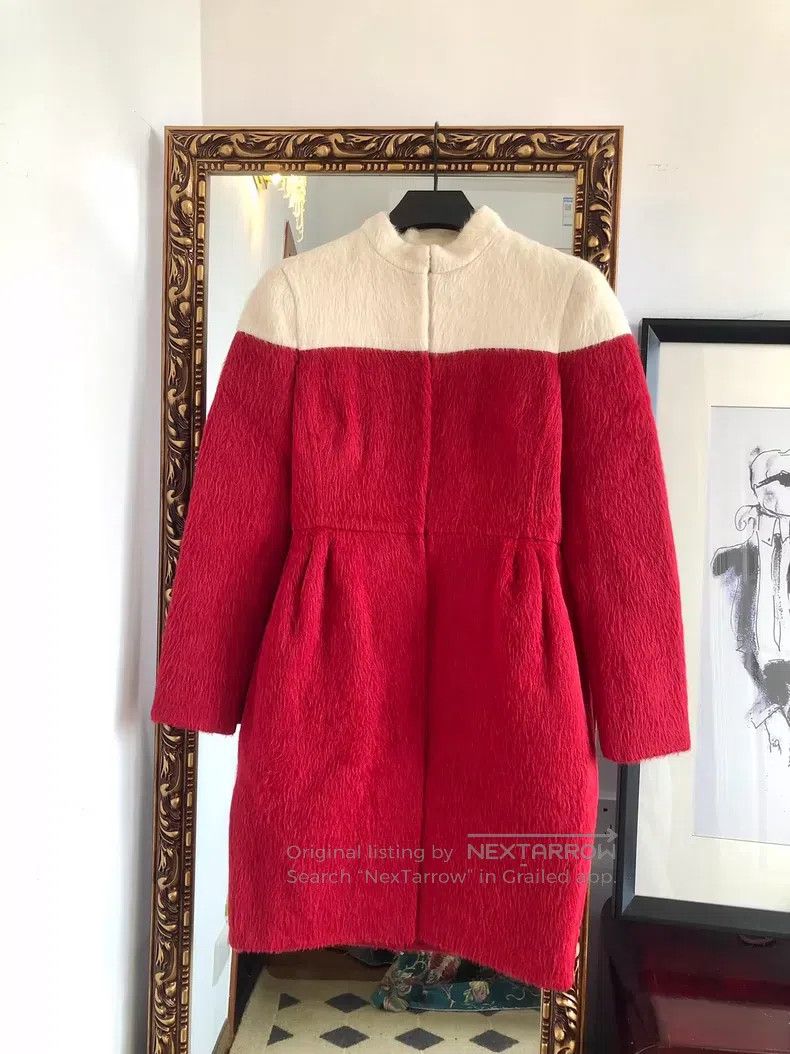 Valentino Valentino Red and white color-blocked camel wool coat Size M / US 6-8 / IT 42-44 - 1 Thumbnail