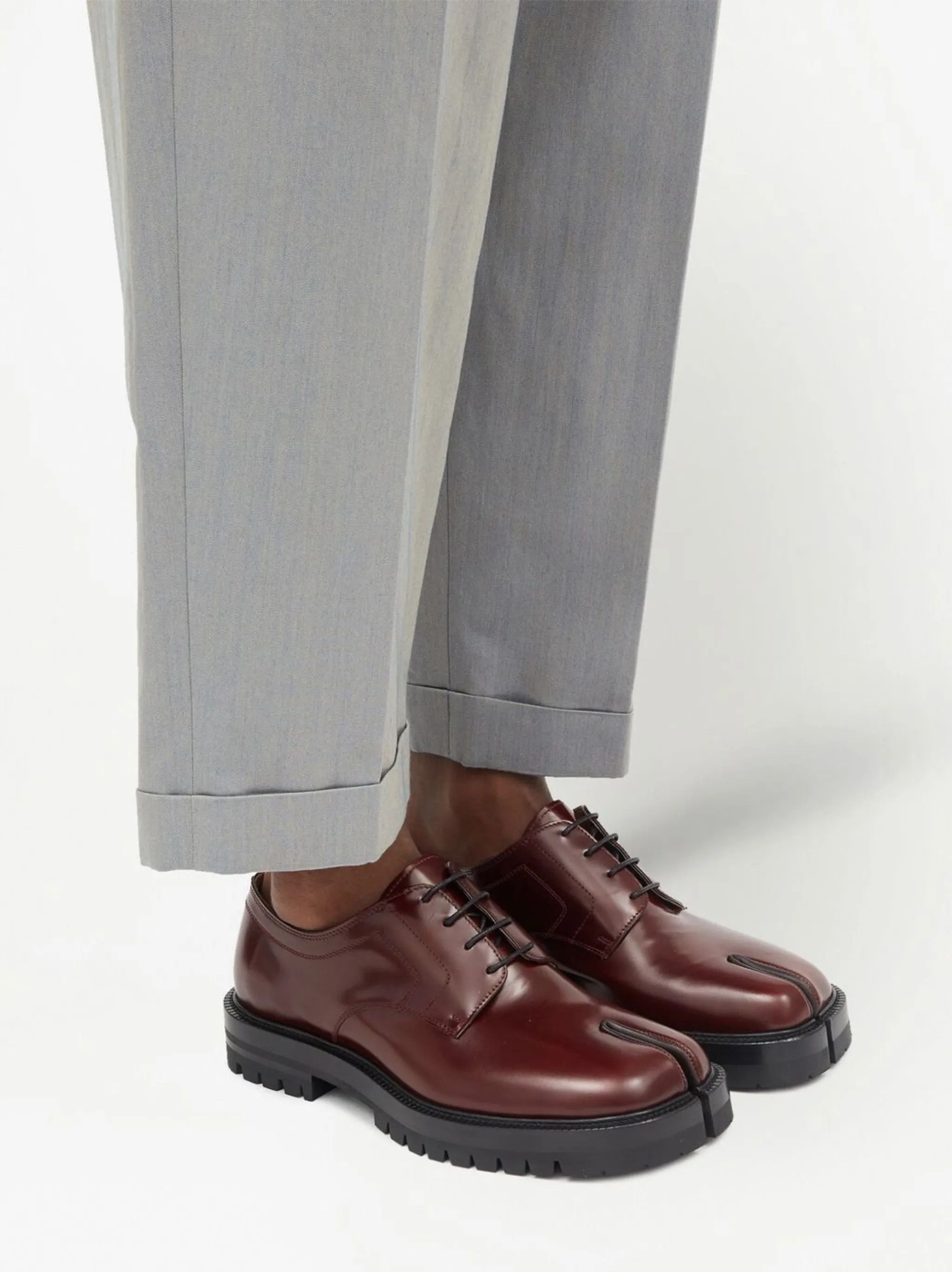 Maison Margiela o1w1db10725 Tabi Lace-up Derby Shoes in Burgundy Size US 8 / EU 41 - 4 Thumbnail