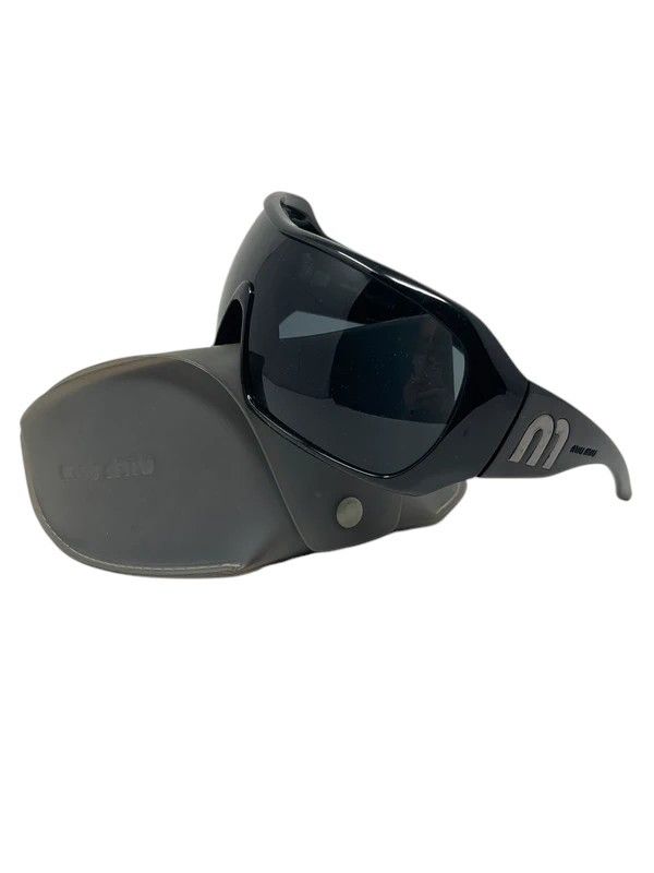 Miu Miu Miu Miu SMU03F Black Shield Sunglasses, c. 2020s Size ONE SIZE - 5 Thumbnail
