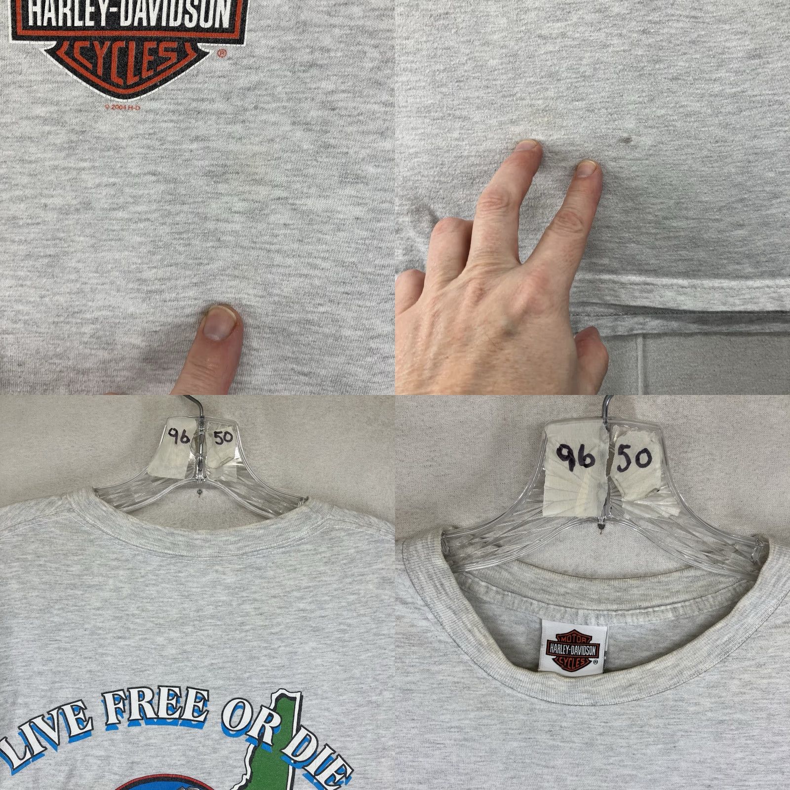 Harley Davidson VINTAGE Harley-Davidson T Shirt XL Heather Gray Live Free or Die New Hampshire Harley-Davidson Logo Graphic Print Crew Neck Short Sleeve Cotton Knit's Size US XL / EU 56 / 4 - 8 Thumbnail