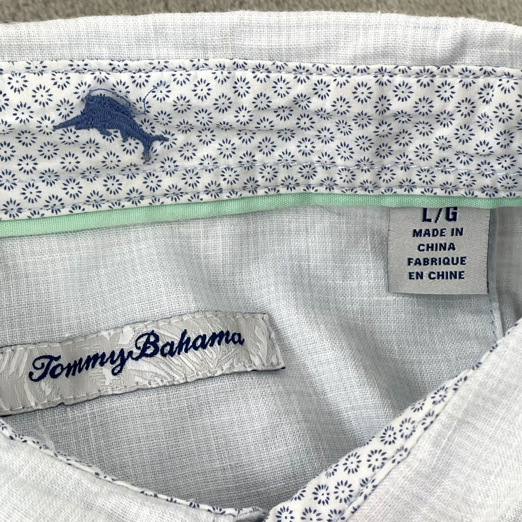 Tommy Bahama Tommy Bahama Shirt Men Large Blue Striped Linen Blend Long Sleeve Beach Button-Up Size US L / EU 52-54 / 3 - 2 Thumbnail