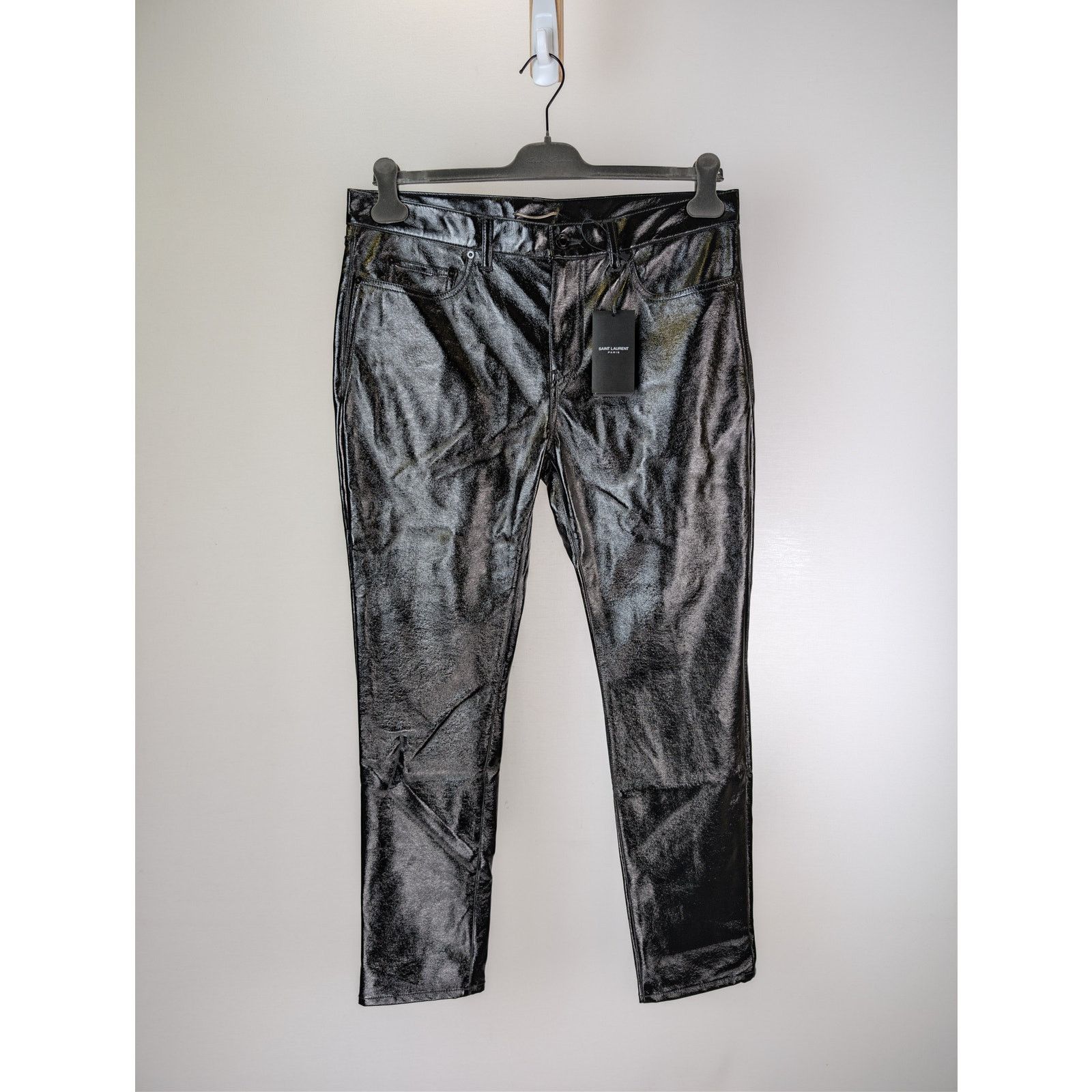 Saint Laurent Paris o1rshd1 Skinny 5 Pocket Med Venice Shiny Lacquered Pants Size US 32 / EU 48 - 2 Thumbnail