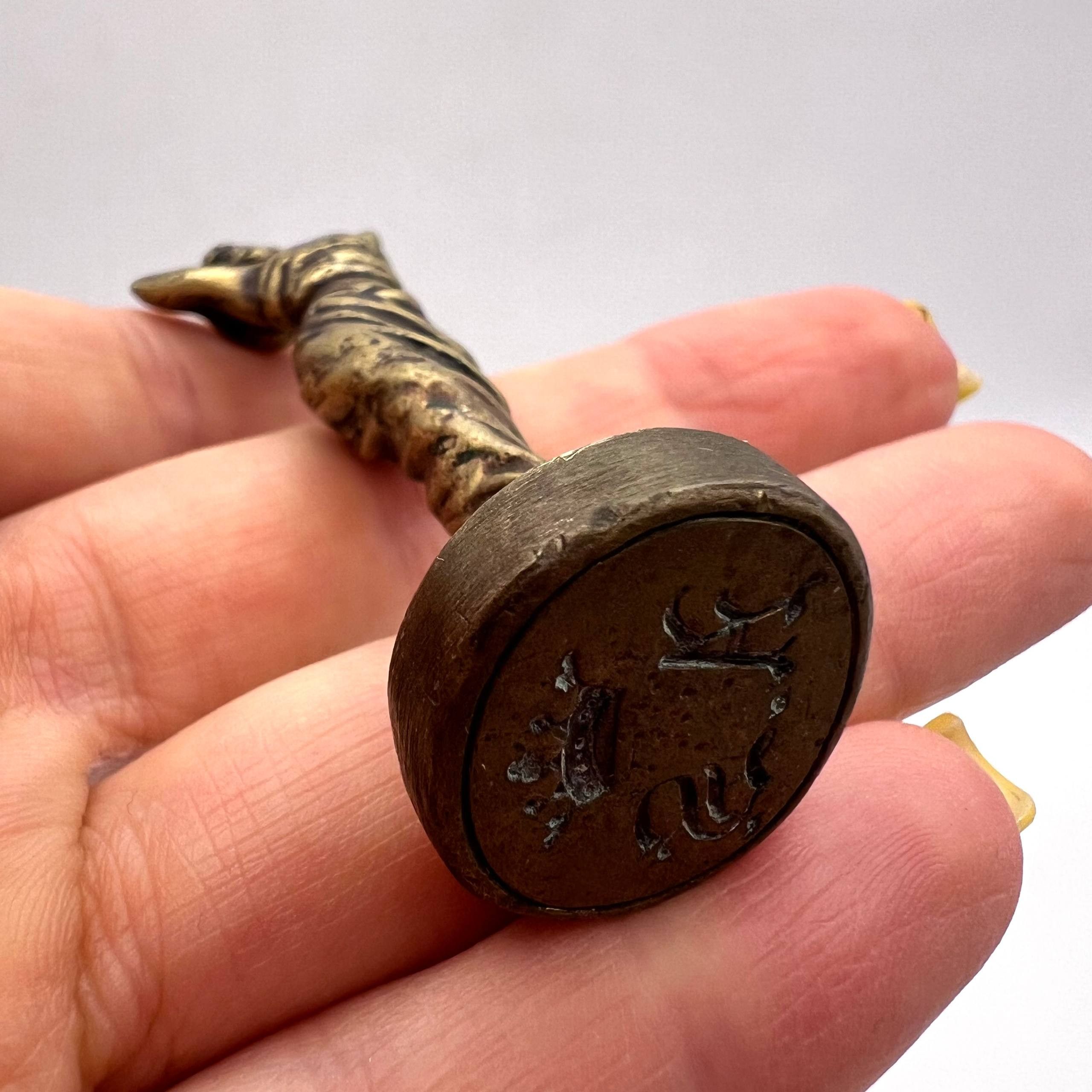 Vintage Antique Bronze Lady Figurine Wax Seal Stamp Art 6.5cm Size ONE SIZE - 3 Thumbnail