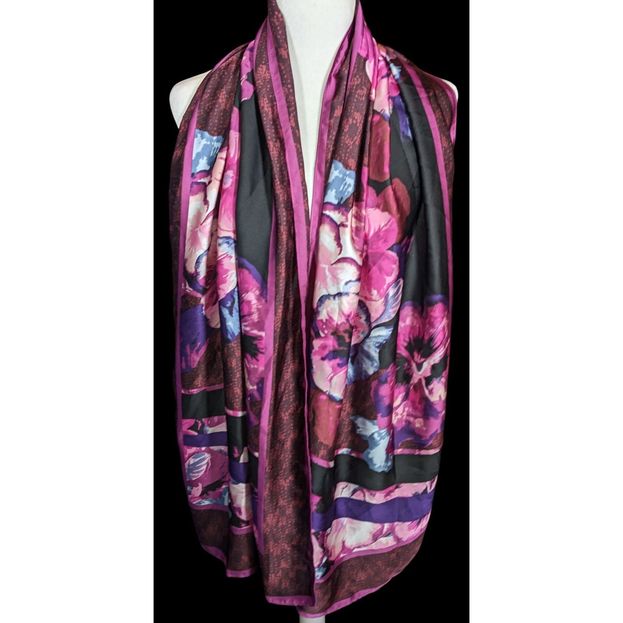 White House Black Market White House Black Market Viola Scarf Cabernet Purple Floral Size ONE SIZE - 3 Thumbnail