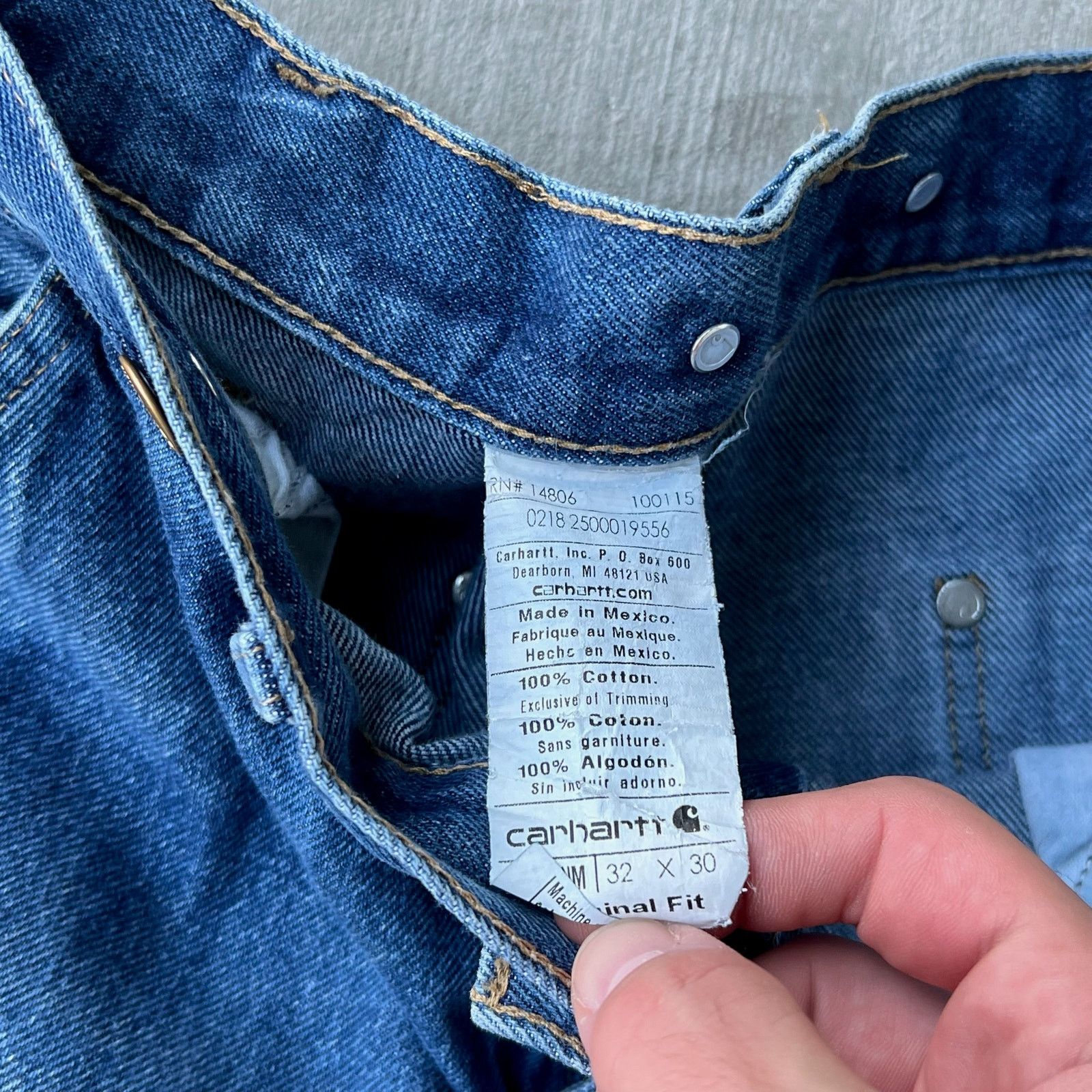Carhartt × Vintage Carhartt faded denim blue jean double knee work wear pants Size US 33 - 7 Thumbnail