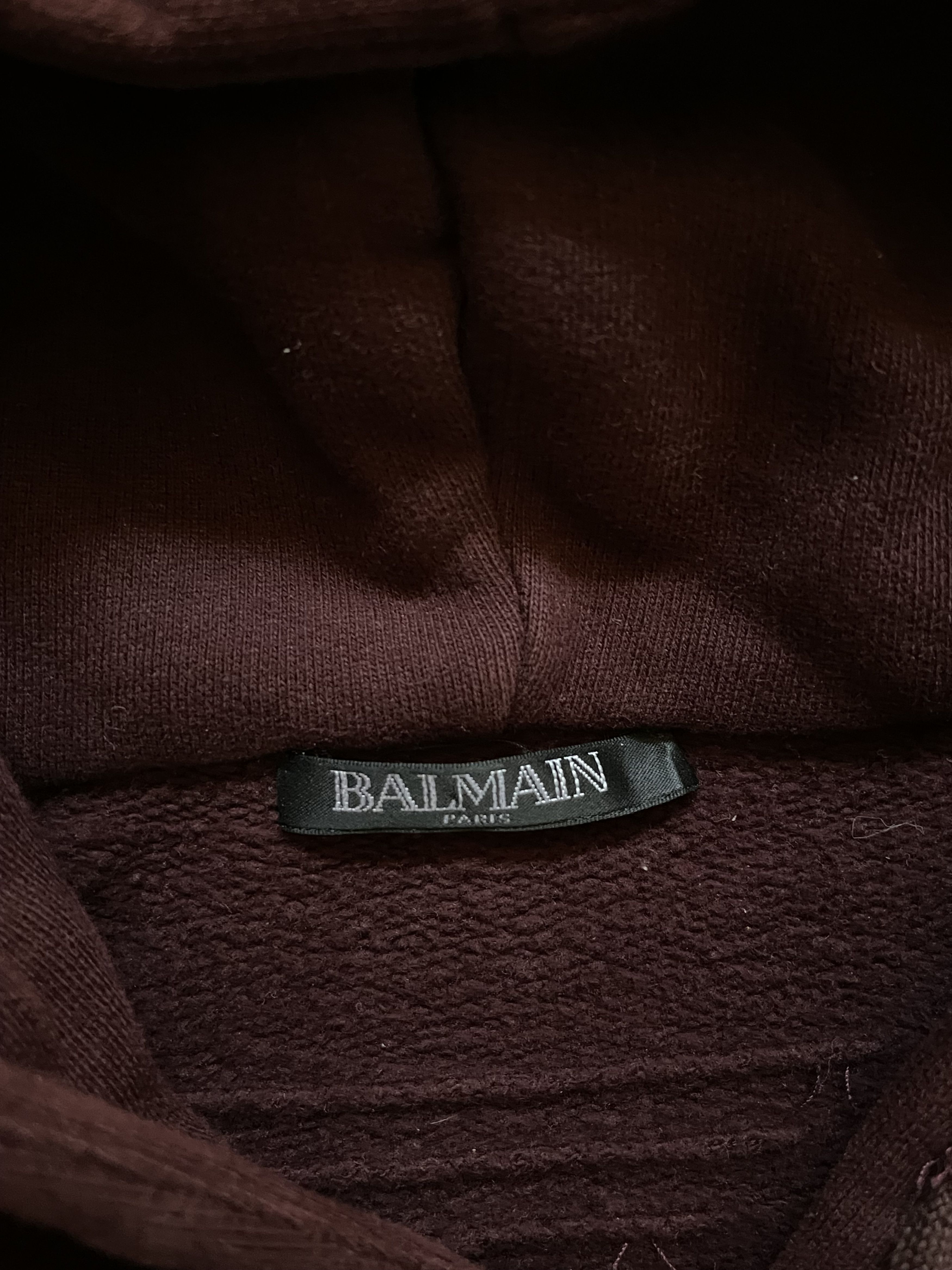 Balmain Balmain Maroon Royal Crest Side Zip Hoodie Size US S / EU 44-46 / 1 - 4 Thumbnail