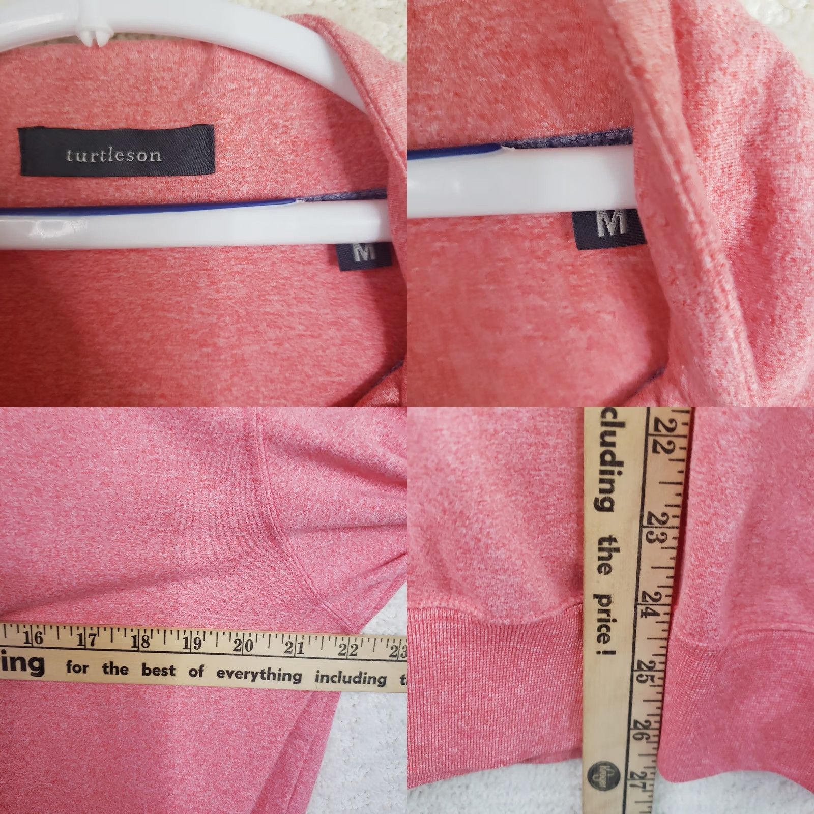 Pinko Turtleson Mens M 1/4 Zip Pullover Sweater Heathered Pink Coral Spring Island SC Size US M / EU 48-50 / 2 - 10 Thumbnail