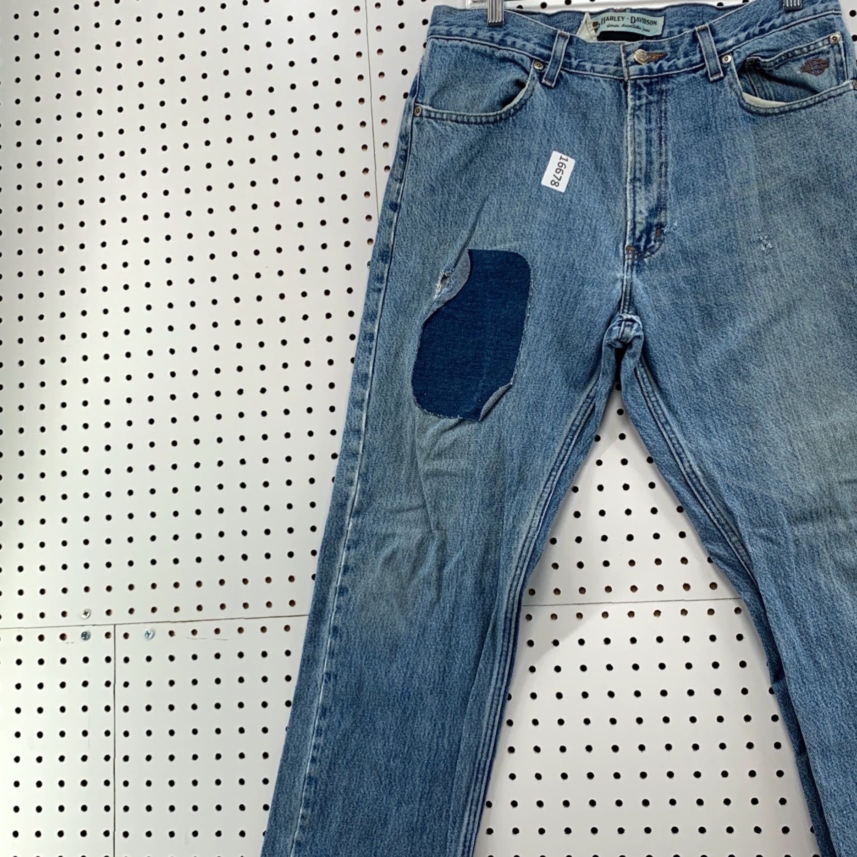 Harley Davidson VINTAGE Harley Davidson Motorcycle Jeans 33x30 Blue Straight Leg Mens Size US 33 - 3 Thumbnail