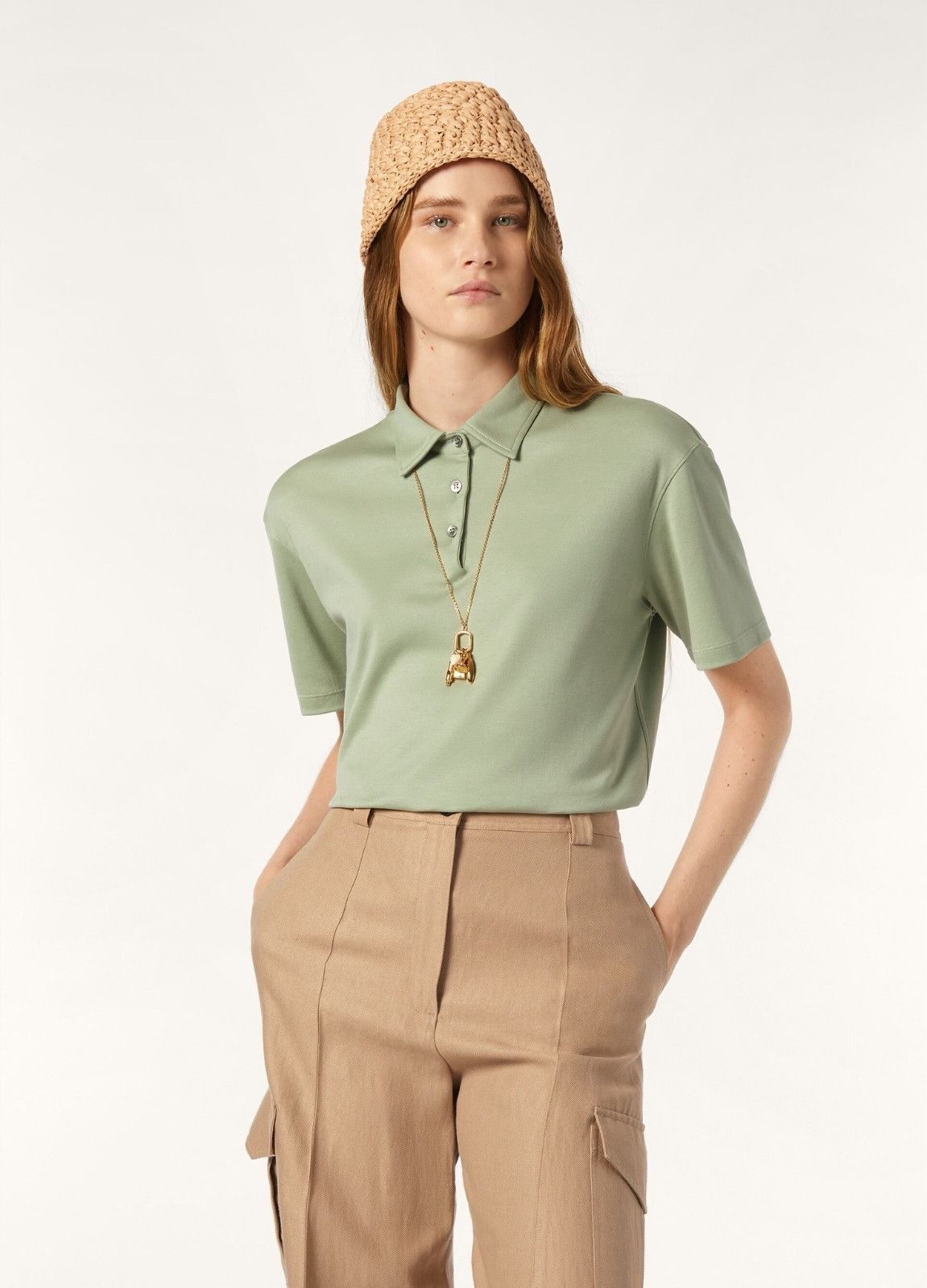 Loro Piana o1srvl11e0526 FAP2881 Tremezzo Polo Shirt in Light Green Size L / US 10 / IT 46 - 7 Thumbnail