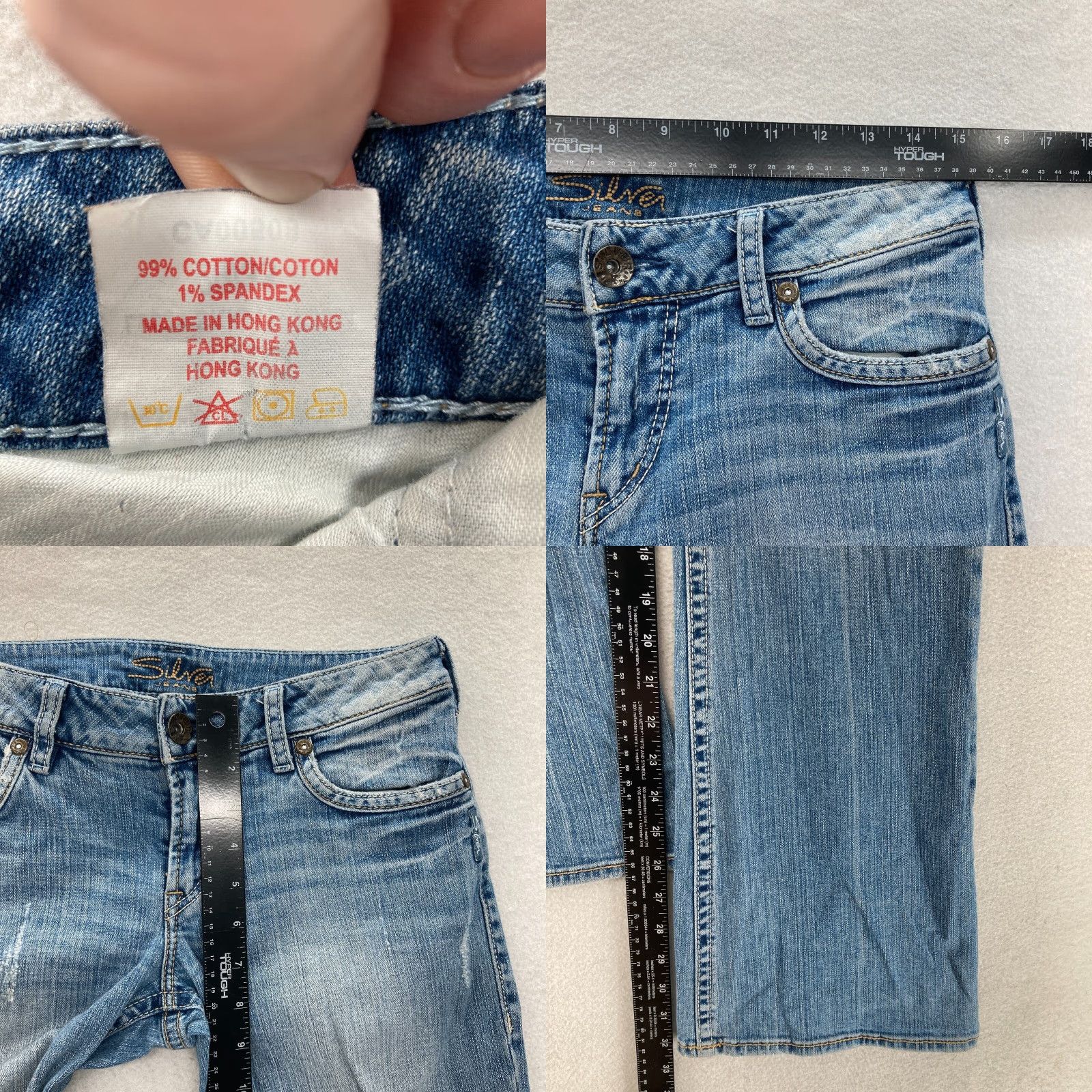 Silver Jeans Co. Silver Jeans Aiko Bootcut Women's 29x33 Medium Blue Stretch Denim Grunge Cowgirl Size 29" - 8 Thumbnail