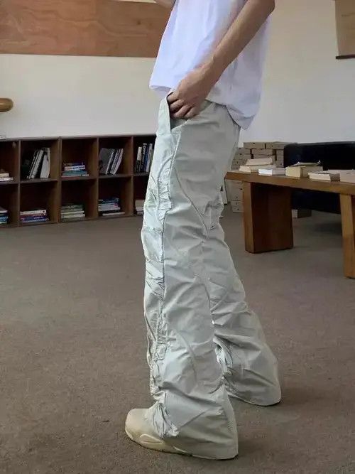Japanese Brand × Jean High street vibe pleated micro-flare casual trousers Size US 32 / EU 48 - 4 Thumbnail