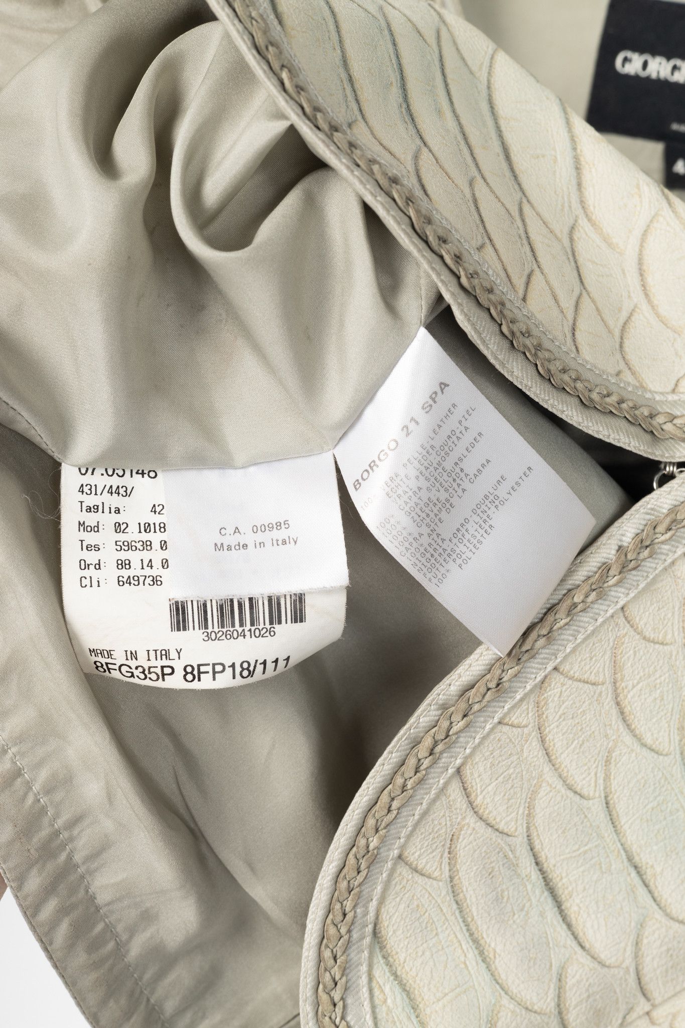 Giorgio Armani Giorgio Armani Beige Reptile-Embossed Leather Jacket Size M / US 6-8 / IT 42-44 - 8 Thumbnail