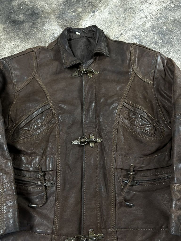 Vintage 90s Vintage Fireman Clasp Leather Bomber Jacket Size US M / EU 48-50 / 2 - 4 Thumbnail
