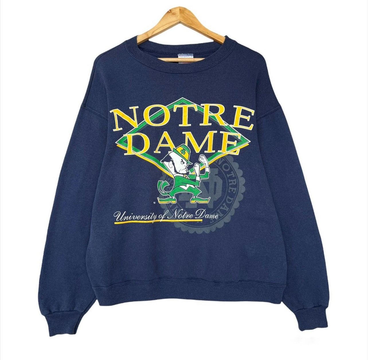 NFL × Vintage Vintage 90s University Of Notre Dame Blue Sweatshirt Size US L / EU 52-54 / 3 - 1 Thumbnail