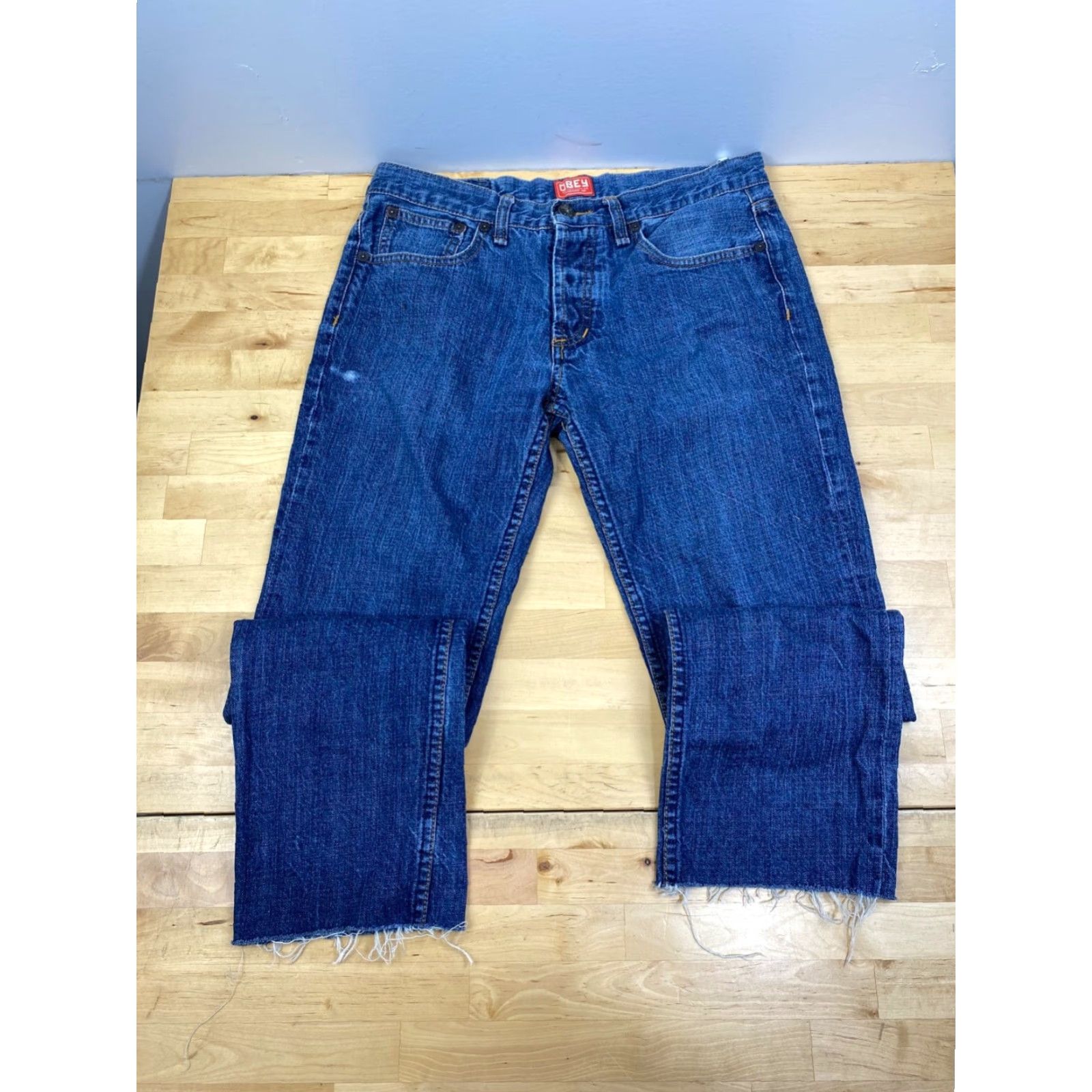 Obey OBEY Denim Jeans Mens 32x27 Blue Slim Straight Casual Skate Denim Jeans Obey Mens 32 Blue Slim Straight Pants Size US 32 / EU 48 - 2 Thumbnail