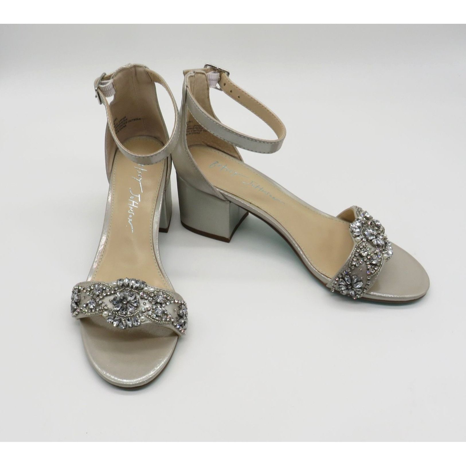 Betsey Johnson Betsey Johnson Women's Silver Block Heel Sandals Rhinestone Size US 5.5 / IT 35.5 - 7 Thumbnail