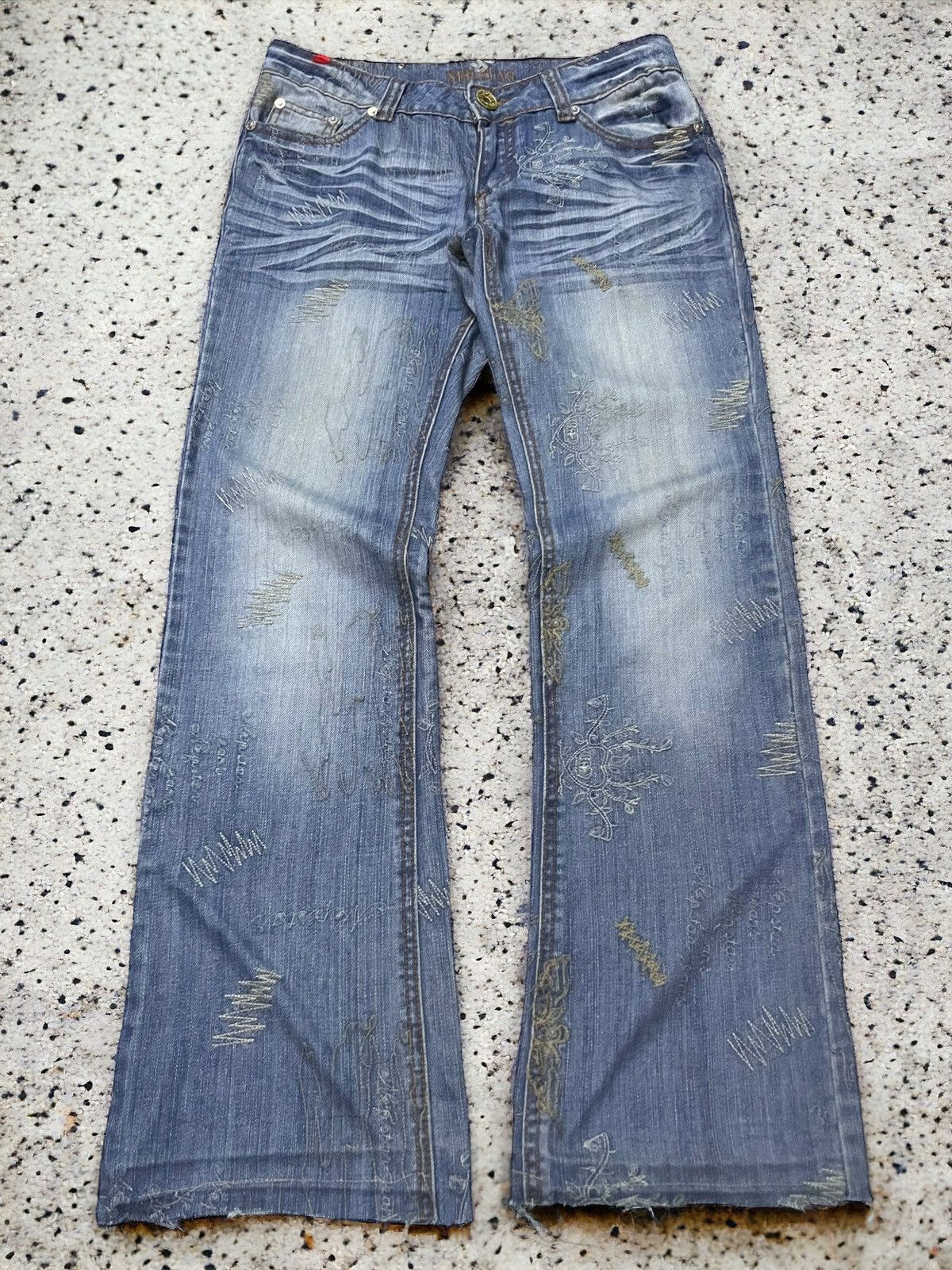 Hysteric Glamour × Japanese Brand Nep Star Japan Embroidery Doodle Heavy Stitch Flare Jeans Size US 30 / EU 46 - 1 Thumbnail