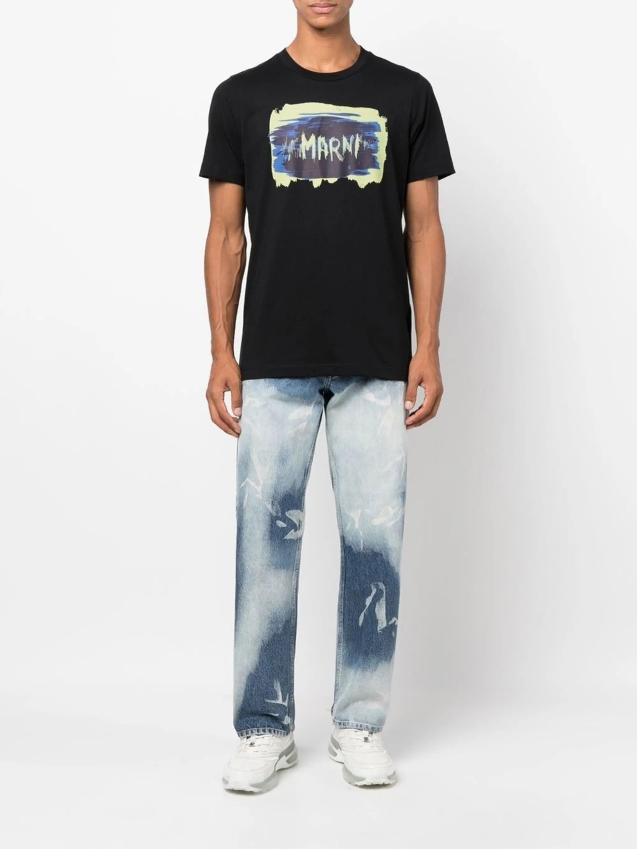 Marni o1y0225 Logo Crewneck T-Shirt in Black Size US M / EU 48-50 / 2 - 5 Thumbnail