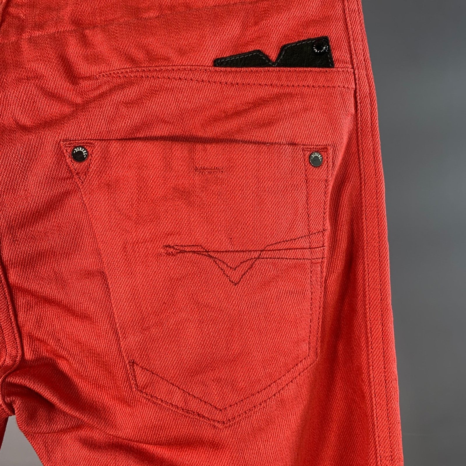 Diesel Darron Red Orange Cotton Twill Slim Tapered Button Fly Jeans Size US 29 - 4 Thumbnail