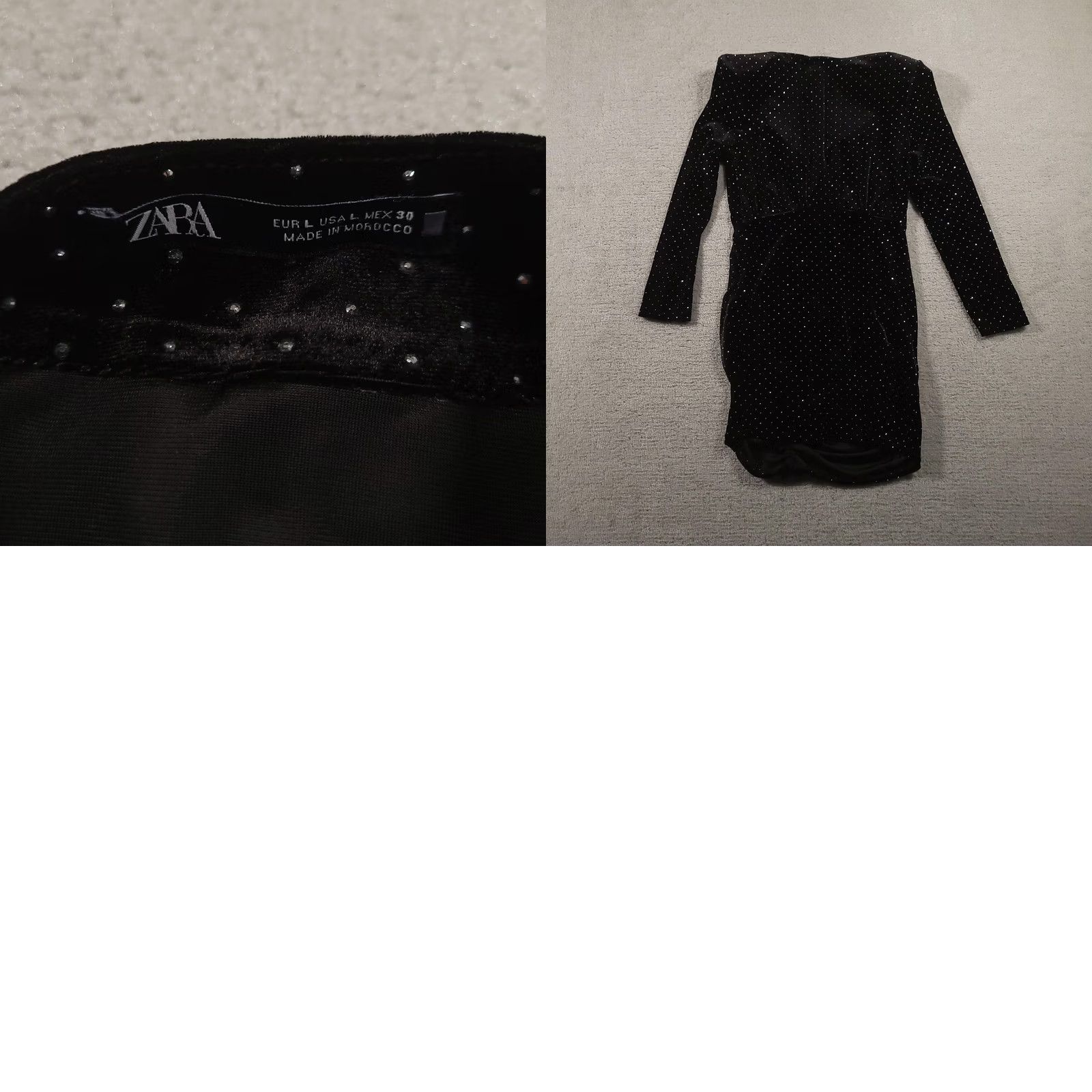 Zara VINTAGE? No. Zara Dress Womens Large Velvet Rhinestone Ruched Long Sleeve Cocktail Party Size L / US 10 / IT 46 - 8 Thumbnail